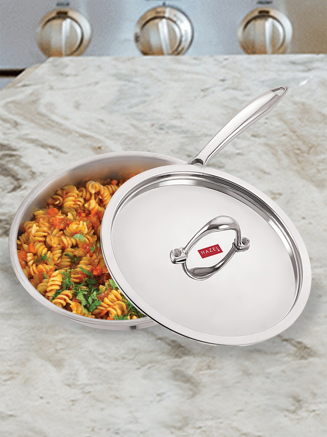 

HAZEL Triply Silver-Toned Stainless Steel Frying Pan With Lid 1.8 Ltrs