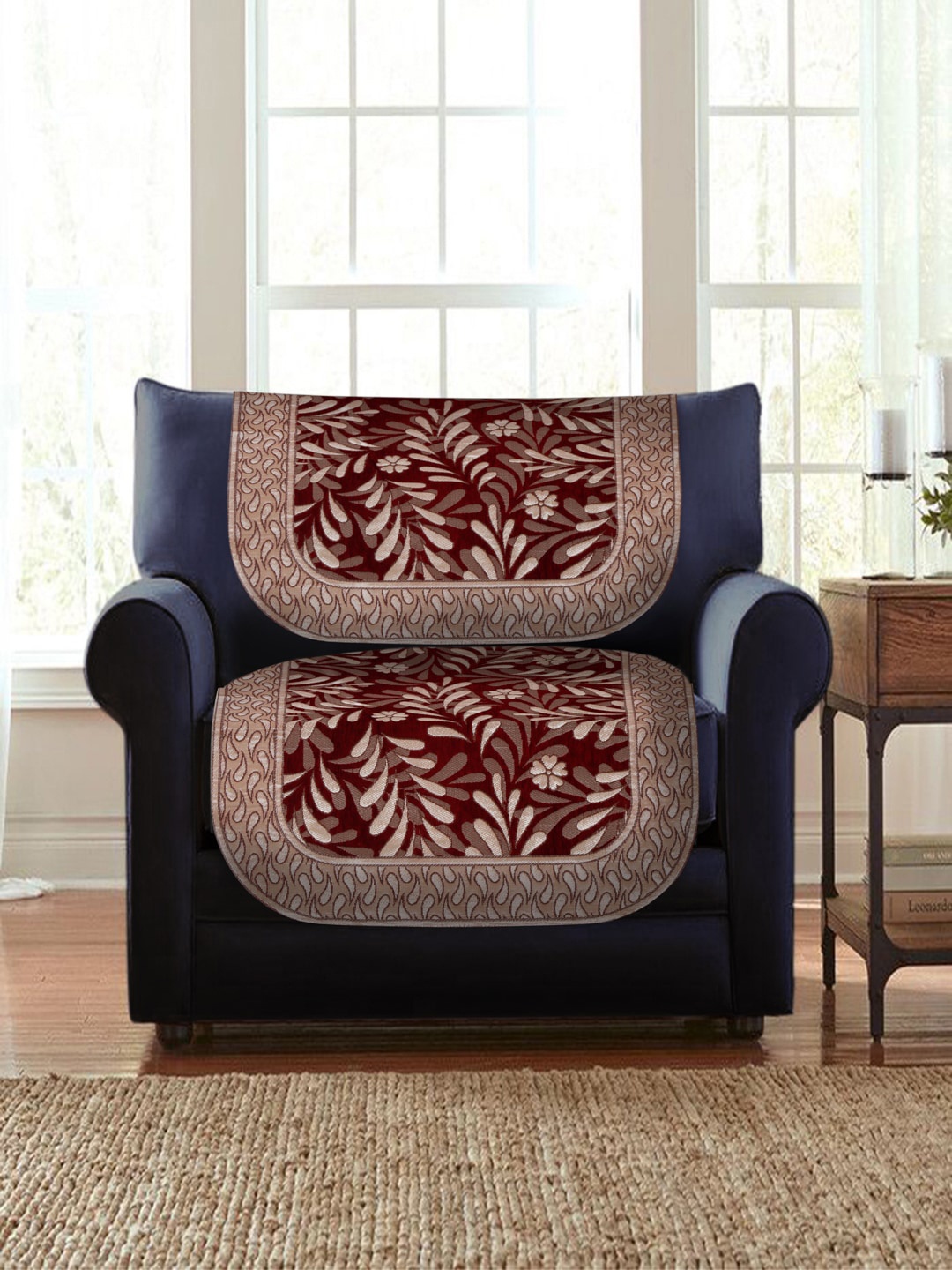 

Slushy Mushy Pack of 6 Maroon Digital Printed Polyester Sofa Covers