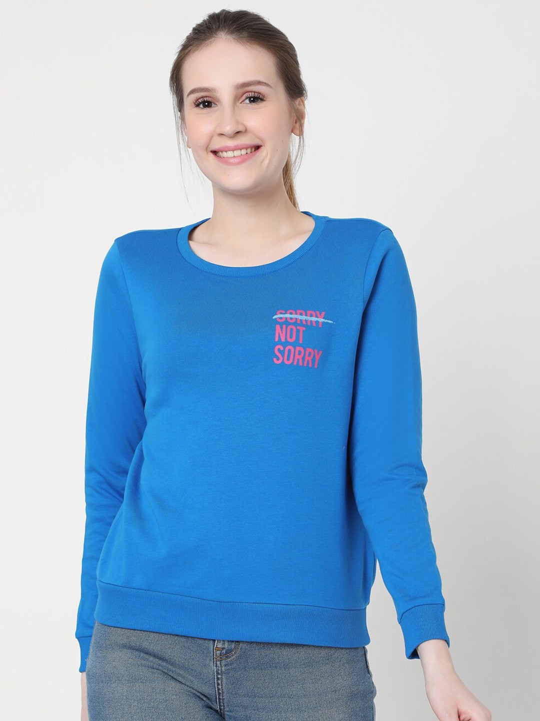 

Vero Moda Women Blue Cotton Sweatshirt