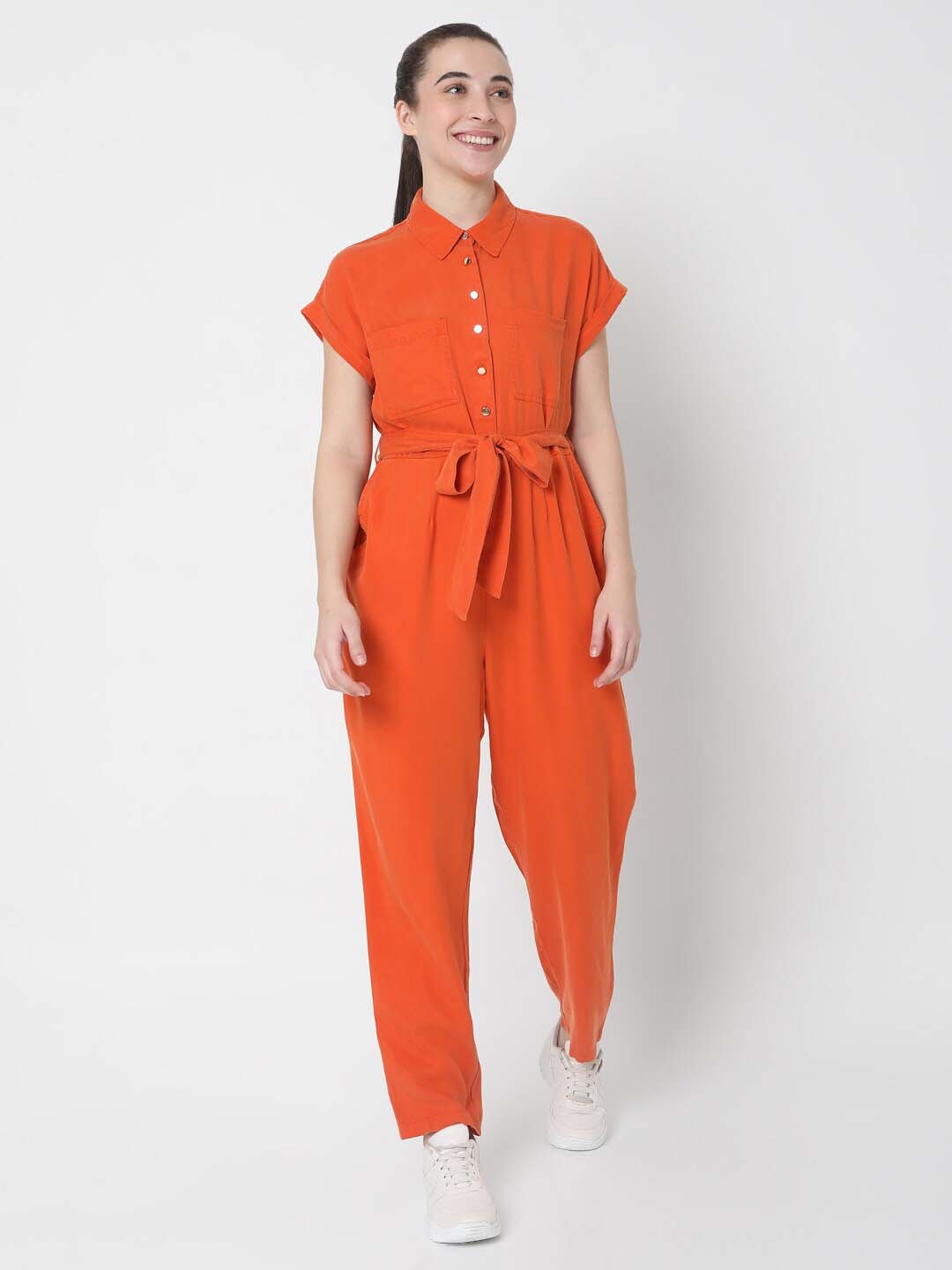 

Vero Moda Women Tencel Basic Jumpsuit, Orange