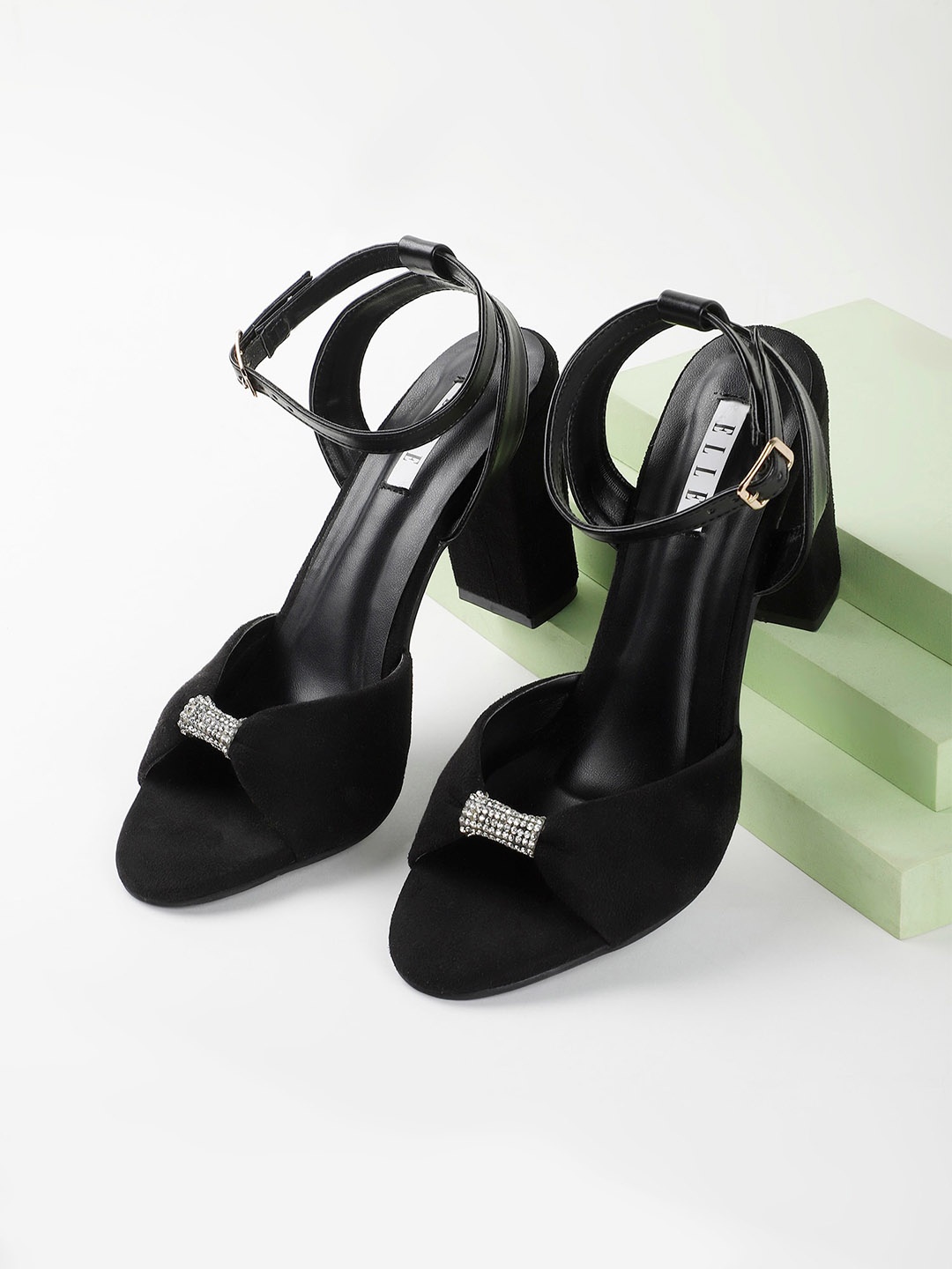 

ELLE Embellished Block Heels, Black