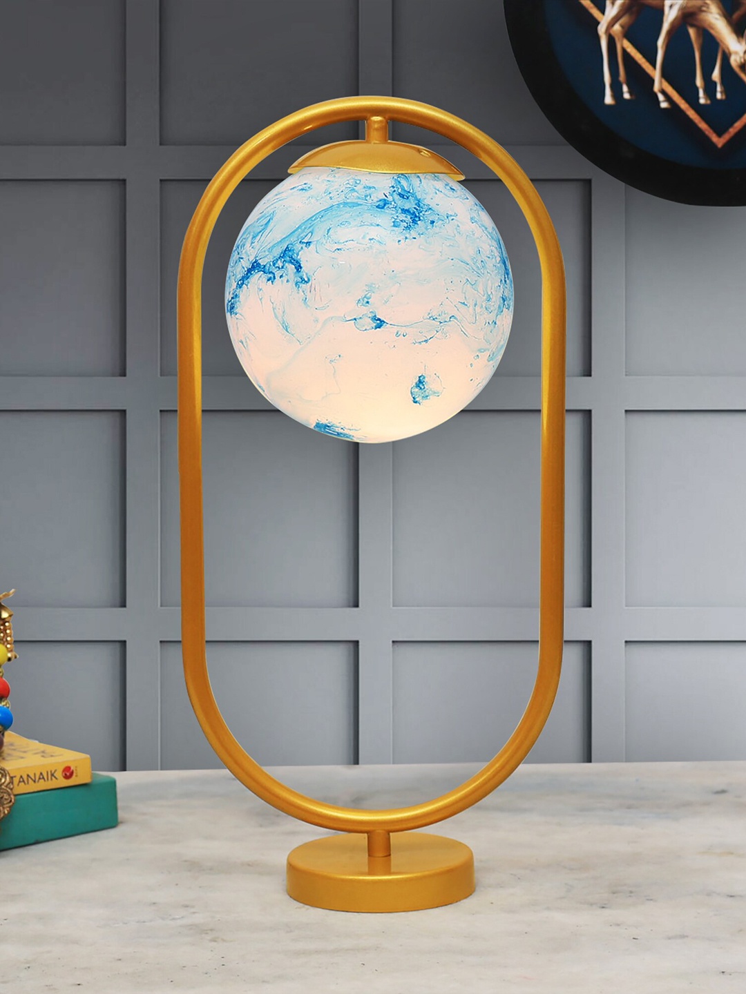 

Homesake Spherical Shaped Traditional Table Lamps, Turquoise blue