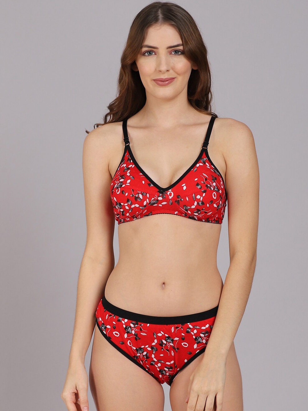 

PrettyCat Printed Lingerie Set, Red