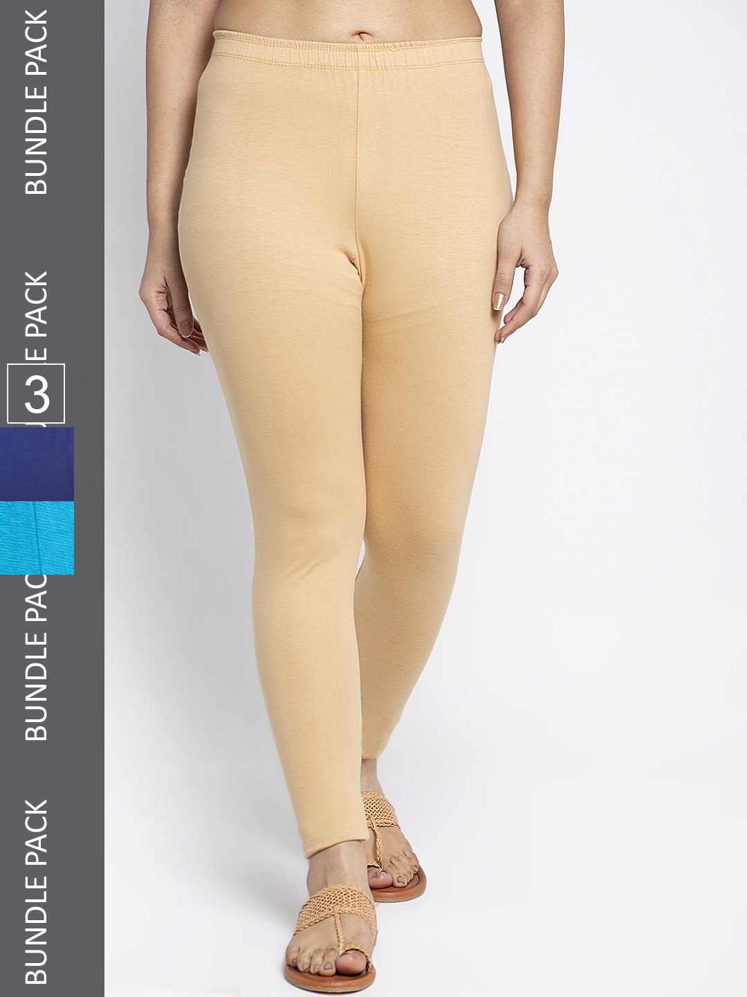 

GRACIT Pack Of 3 Ankle-Length Leggings, Blue