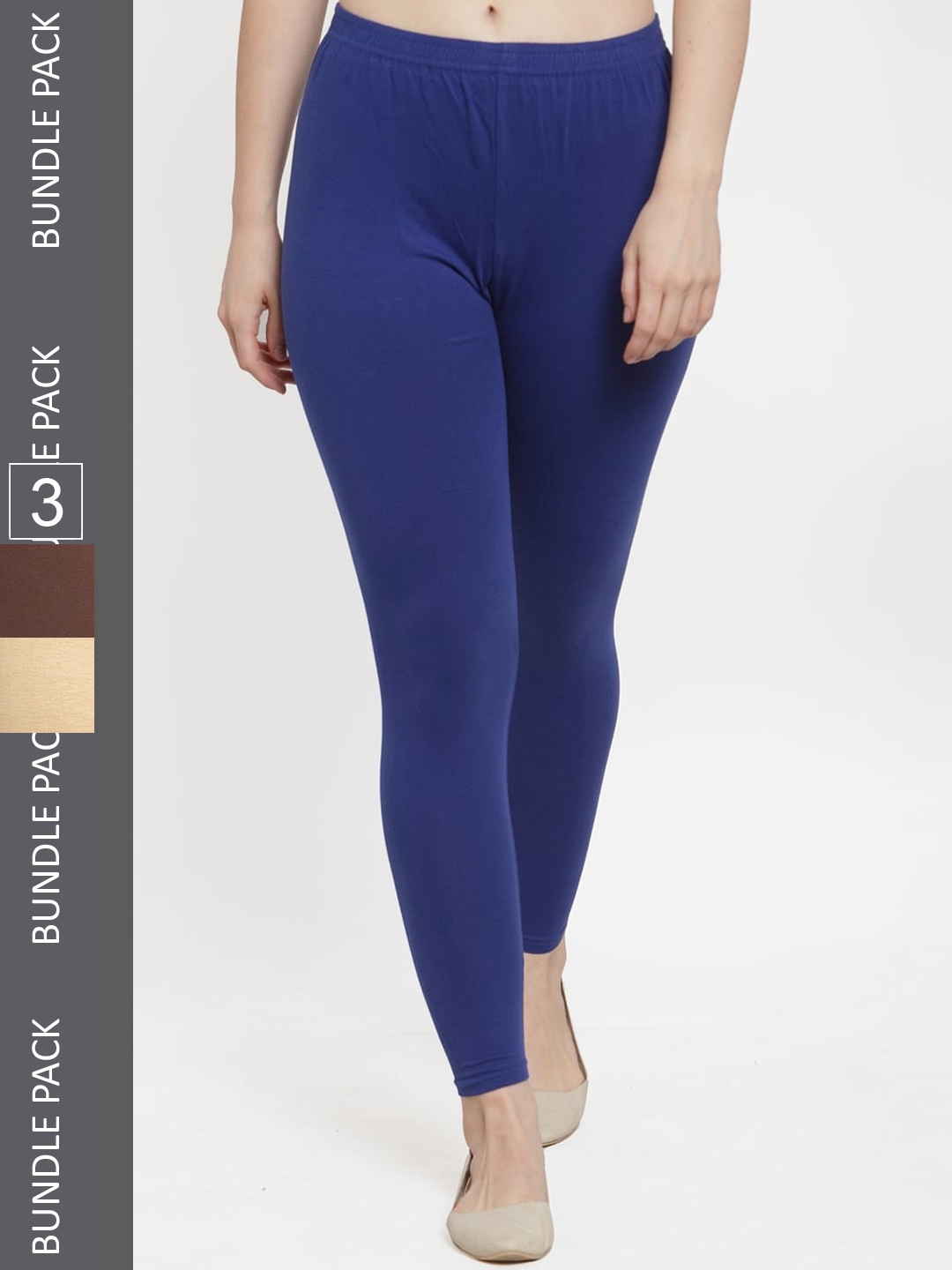 

GRACIT Pack Of 3 Ankle-Length Leggings, Blue