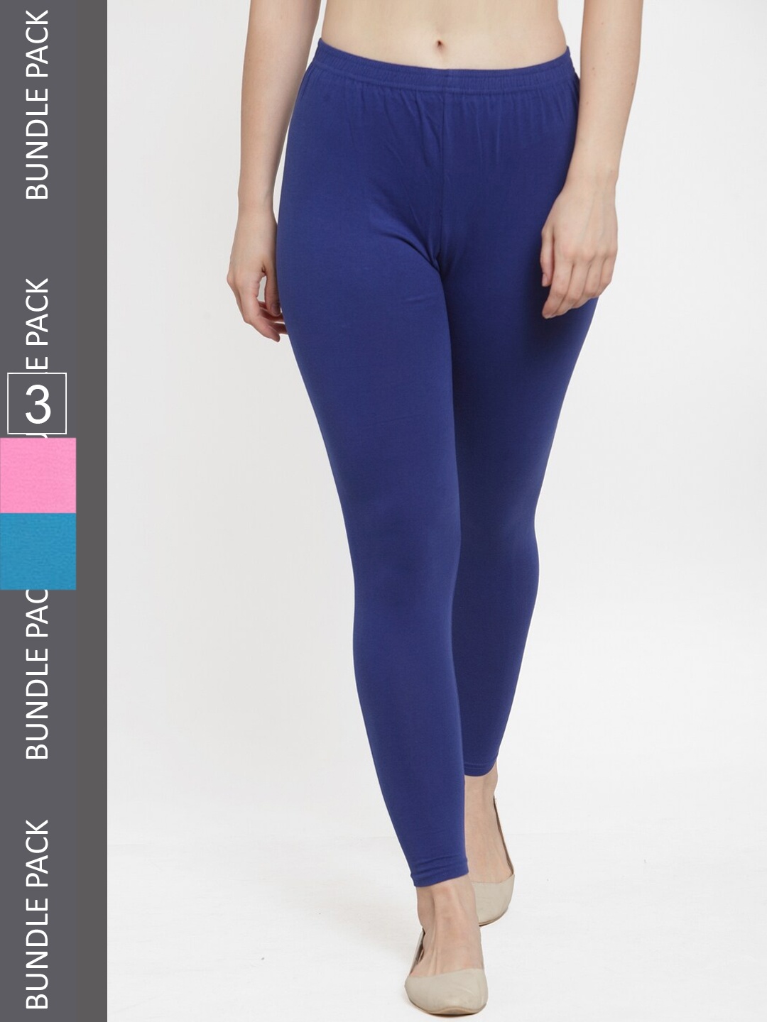 

GRACIT Pack Of 3 Ankle Length Leggings, Blue