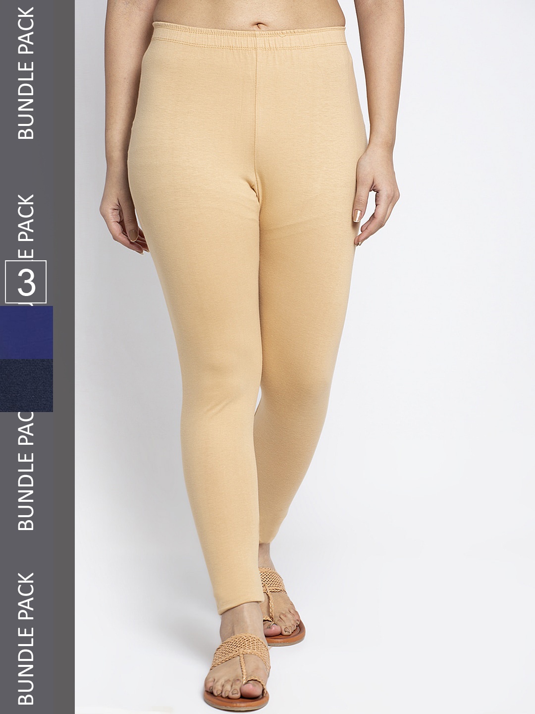 

GRACIT Pack Of 3 Ankle-Length Leggings, Blue