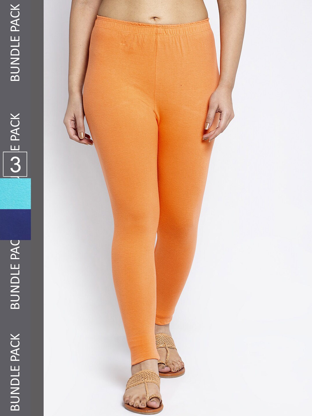 

GRACIT Pack Of 3 Ankle-Length Leggings, Blue