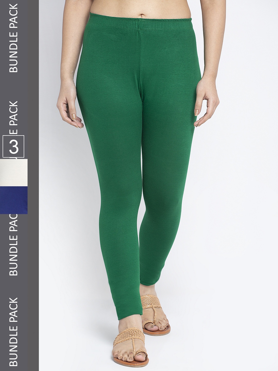 

GRACIT Pack Of 3 Ankle-Length Leggings, Blue