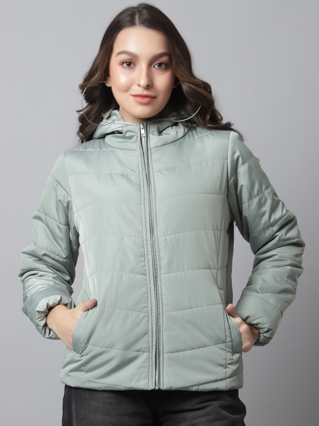 

Cantabil Women Lightweight Puffer Jacket, Green