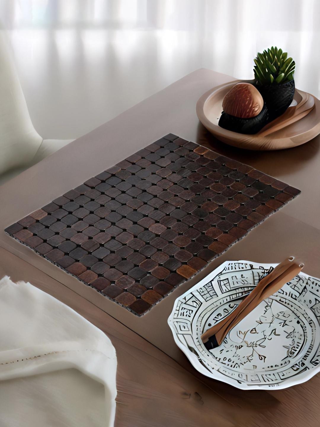 

Athome by Nilkamal Brown Checked Scale Table Placemat