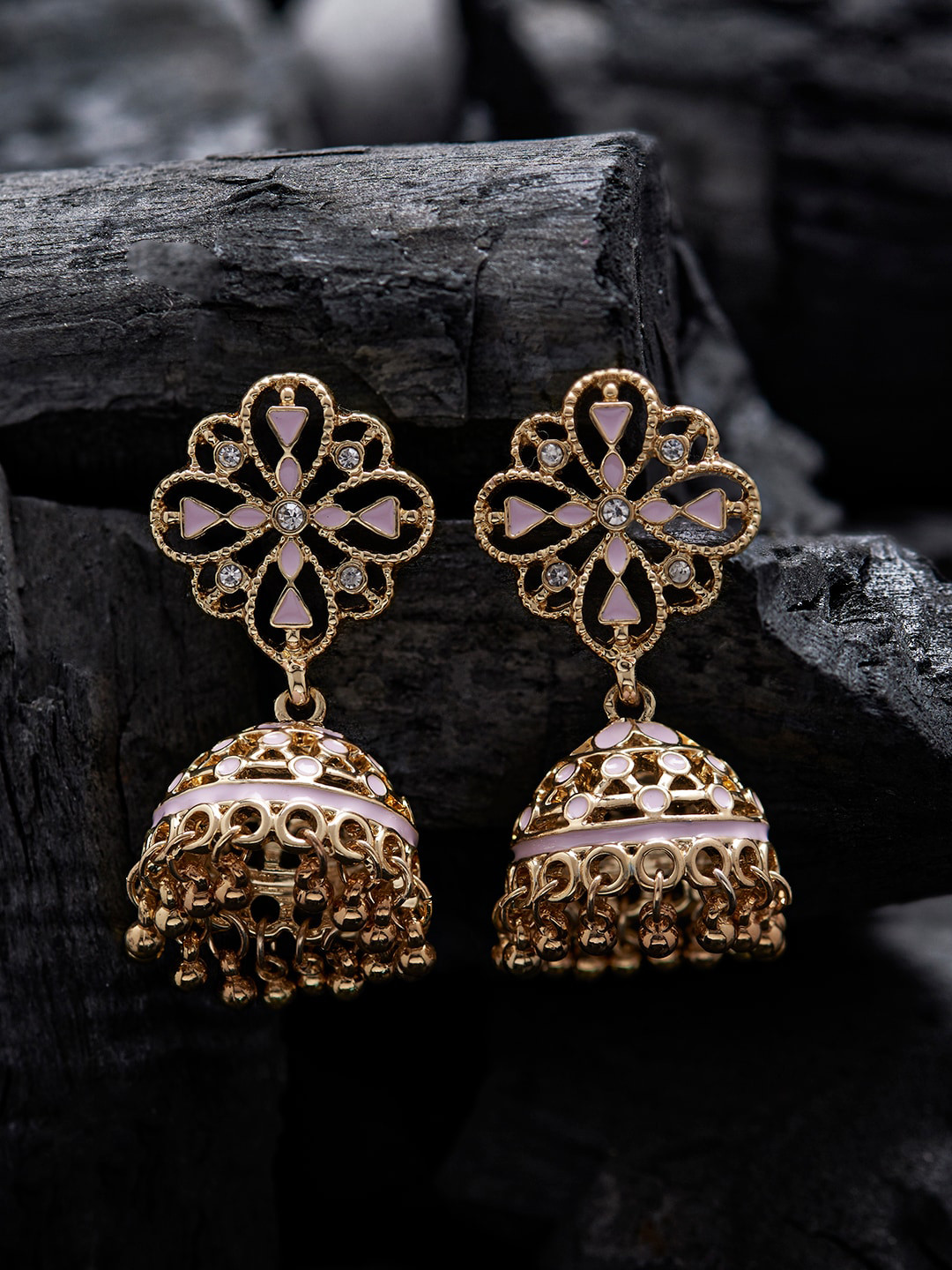 

Accessorize Filligree Contemporary Jhumkas Earrings, Pink