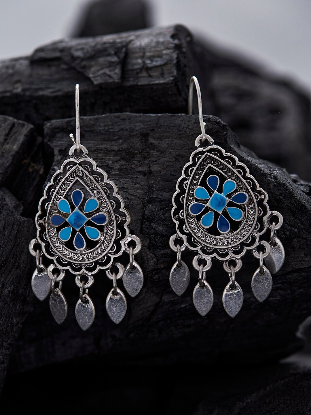 

Accessorize Oxidised Contemporary Drop Earrings, Blue