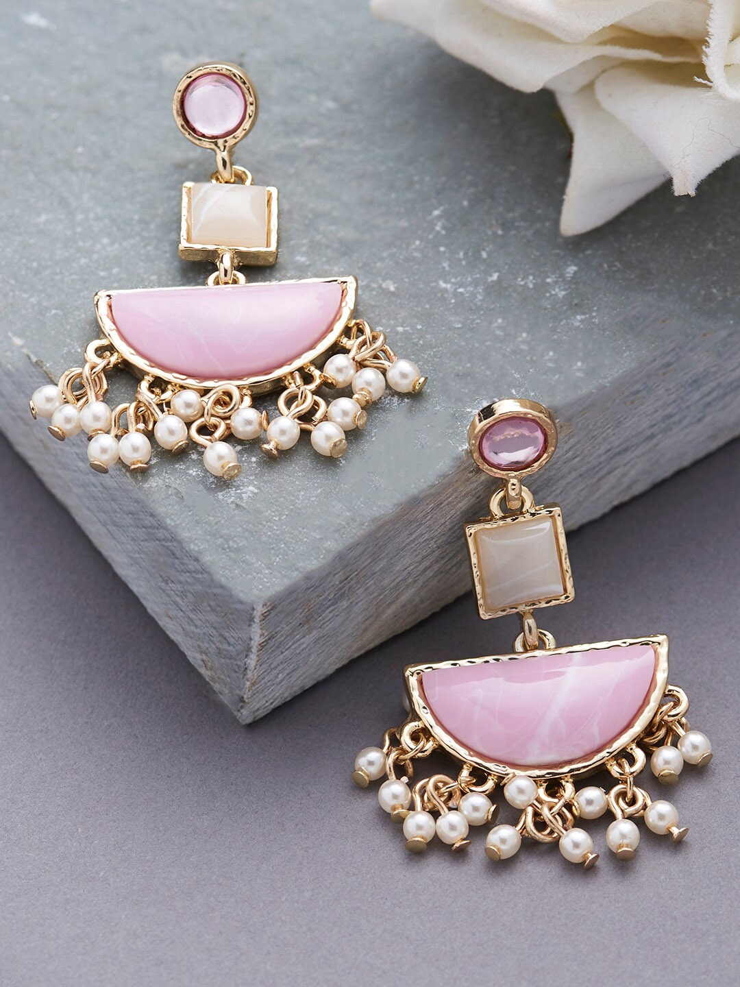 

Accessorize Studded Contemporary Drop Earrings, Pink