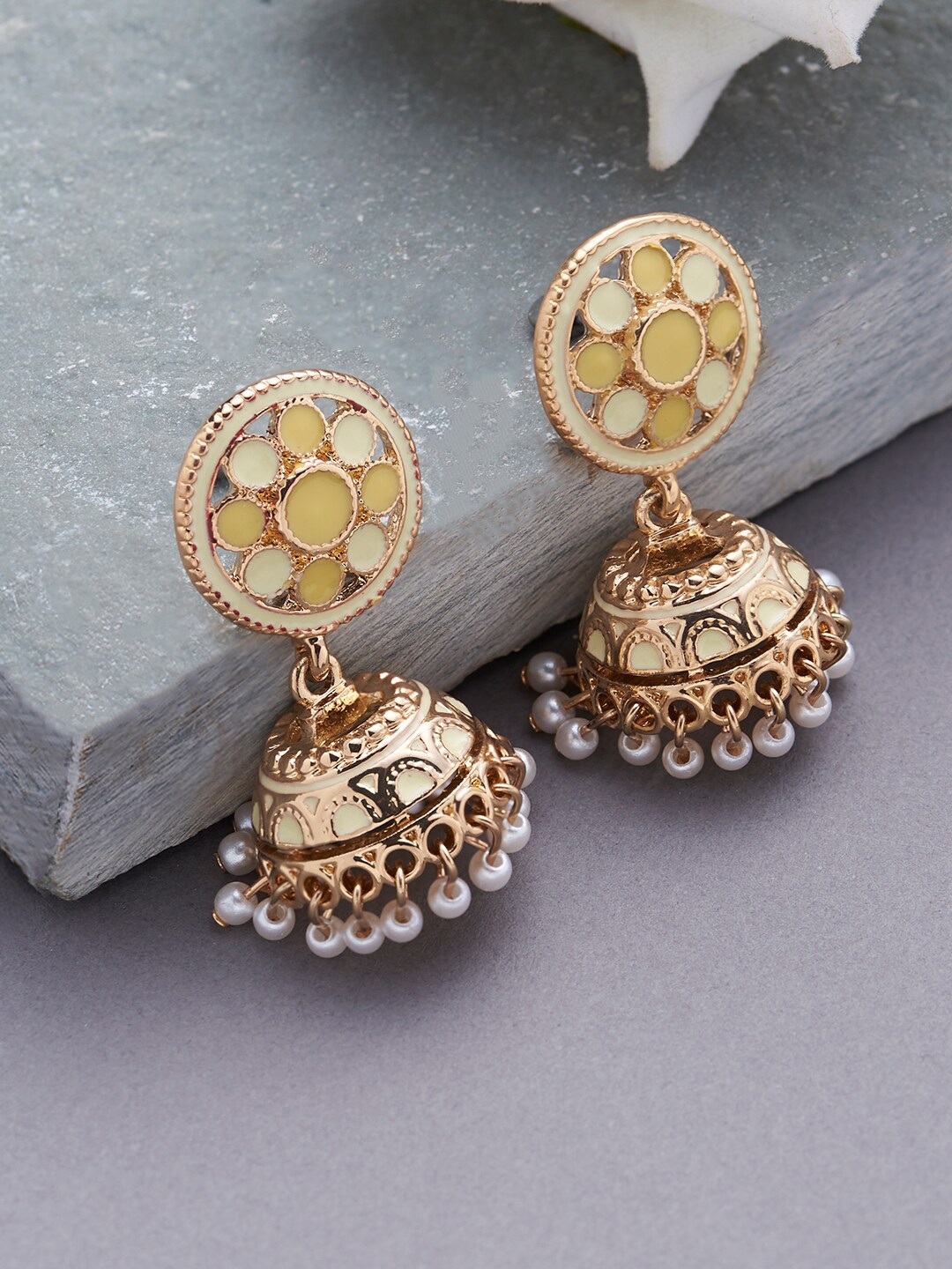 

Accessorize Enamelled Contemporary Jhumkas Earrings, Yellow
