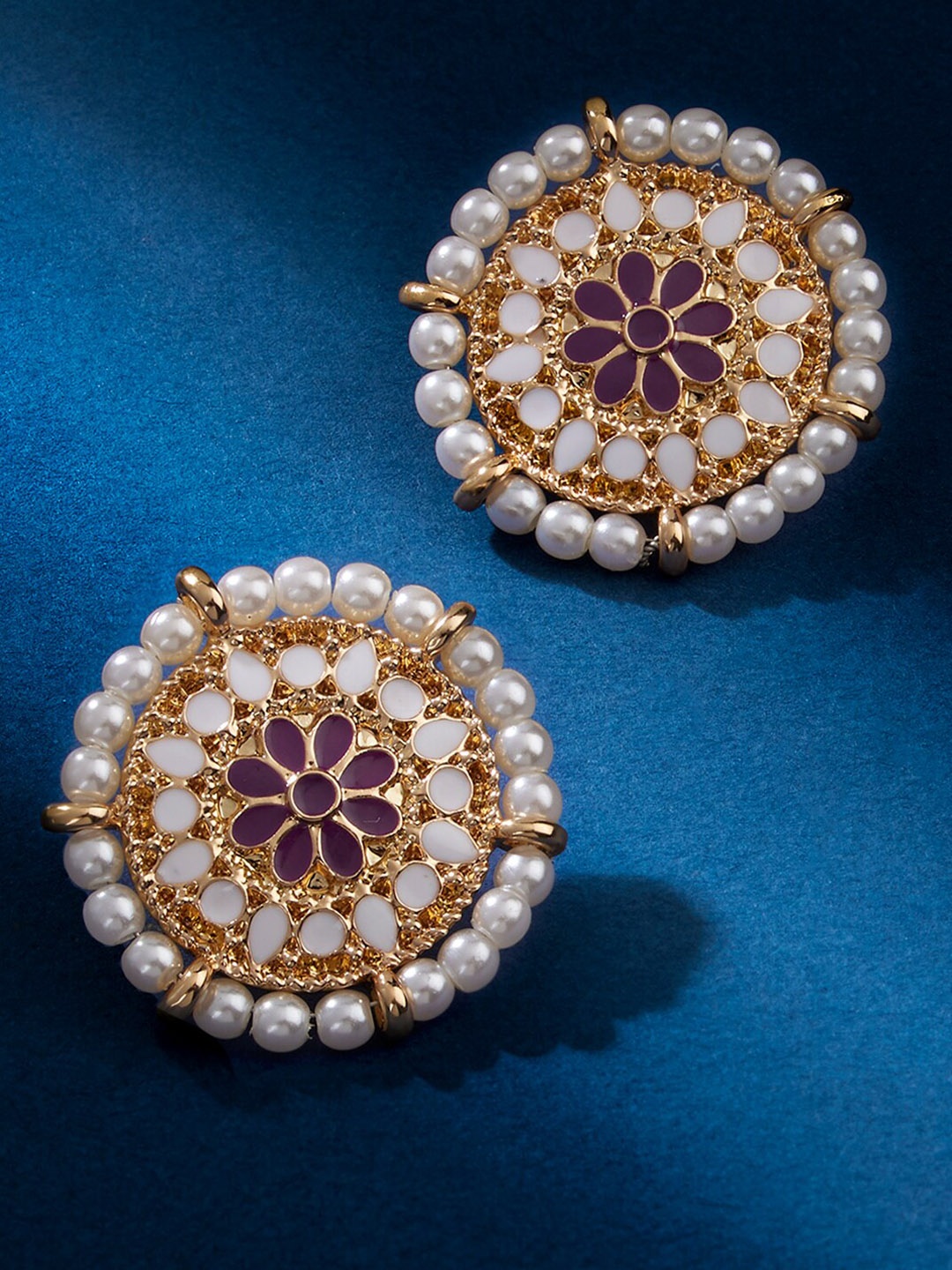 

Accessorize London Women Enamel And Pearl Stud Earrings, White