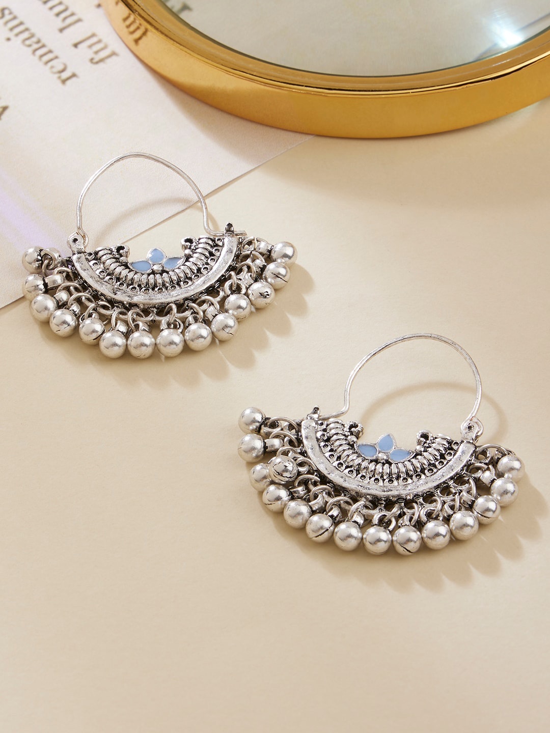 

Accessorize Silver-Plated Contemporary Chandbalis Earrings, Blue