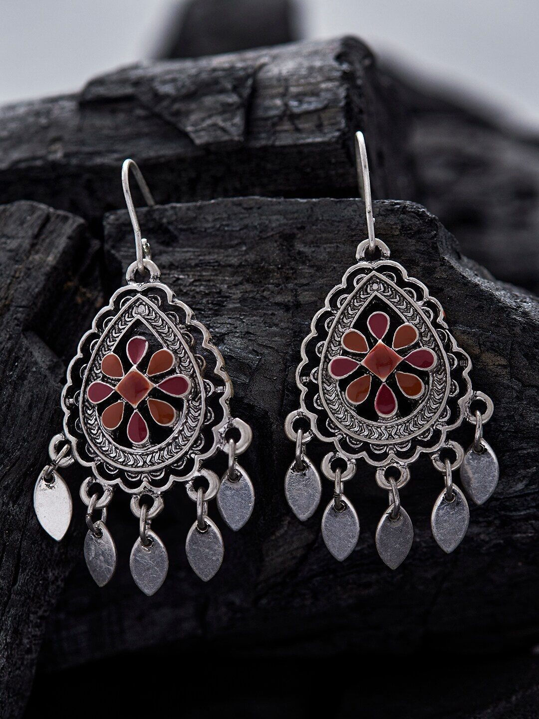 

Accessorize Oxidised Teardrop Contemporary Drop Earrings, Orange