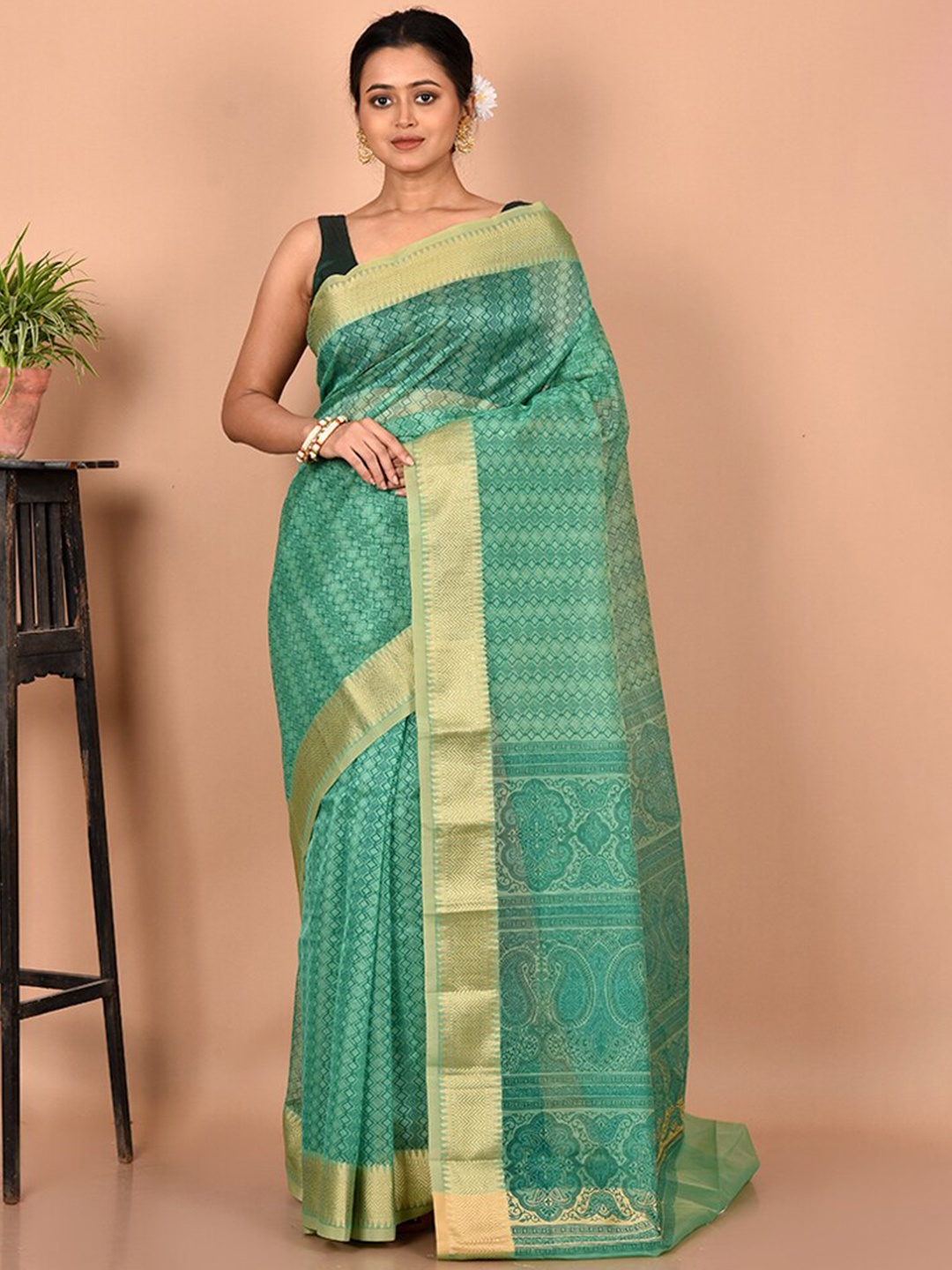 

AllSilks Pink & Blue Pure Cotton Kota Saree