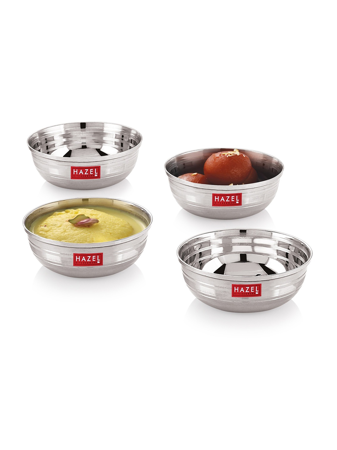 

HAZEL 4 Piece Silver-Toned Stainless Steel Glossy Bowls 150 ml