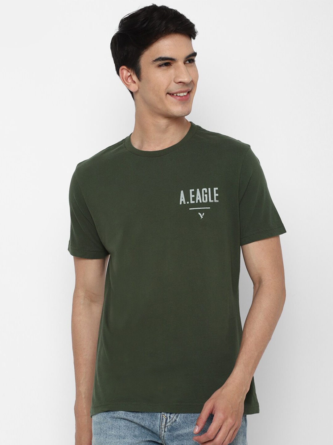 

AMERICAN EAGLE OUTFITTERS Men Green Typography Printed Pure Cotton T-shirt