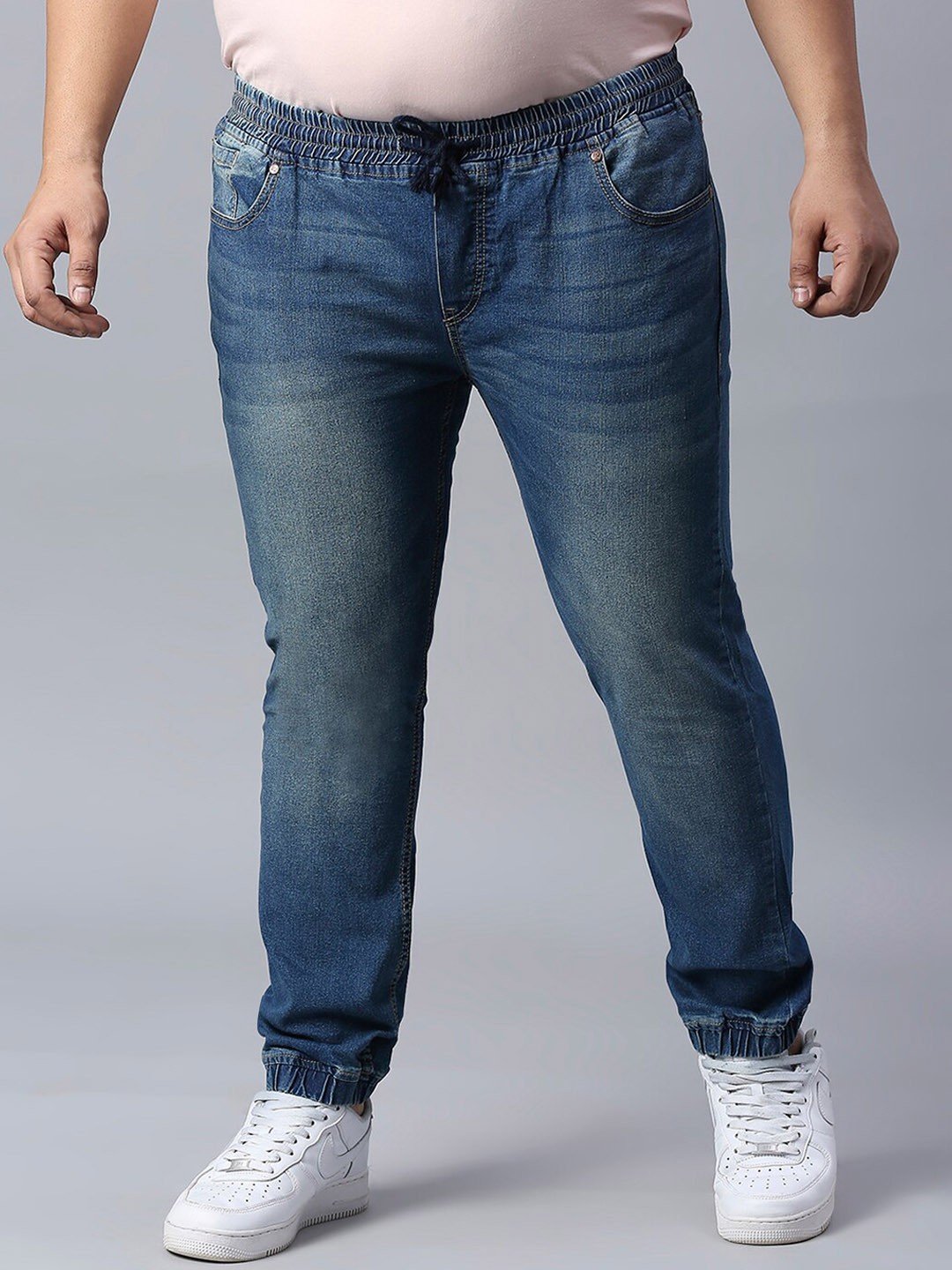 

Freeform by High Star Men Plus Size Jogger Light Fade Stretchable Jeans, Blue