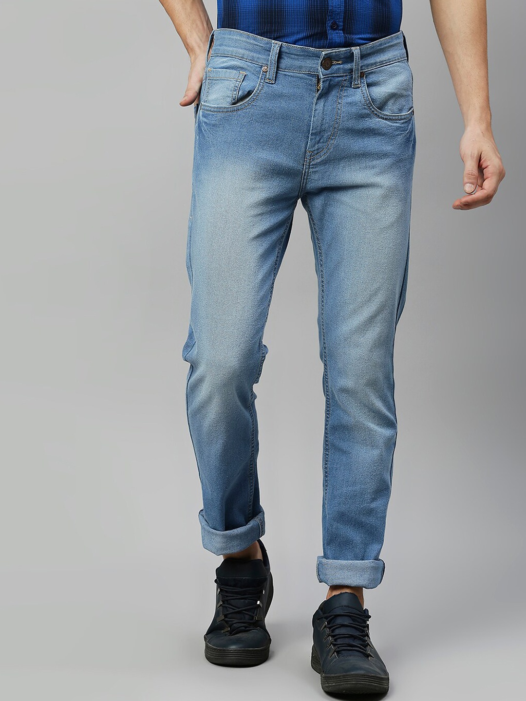 

High Star Men Slim Fit Light Fade Stretchable Jeans, Blue