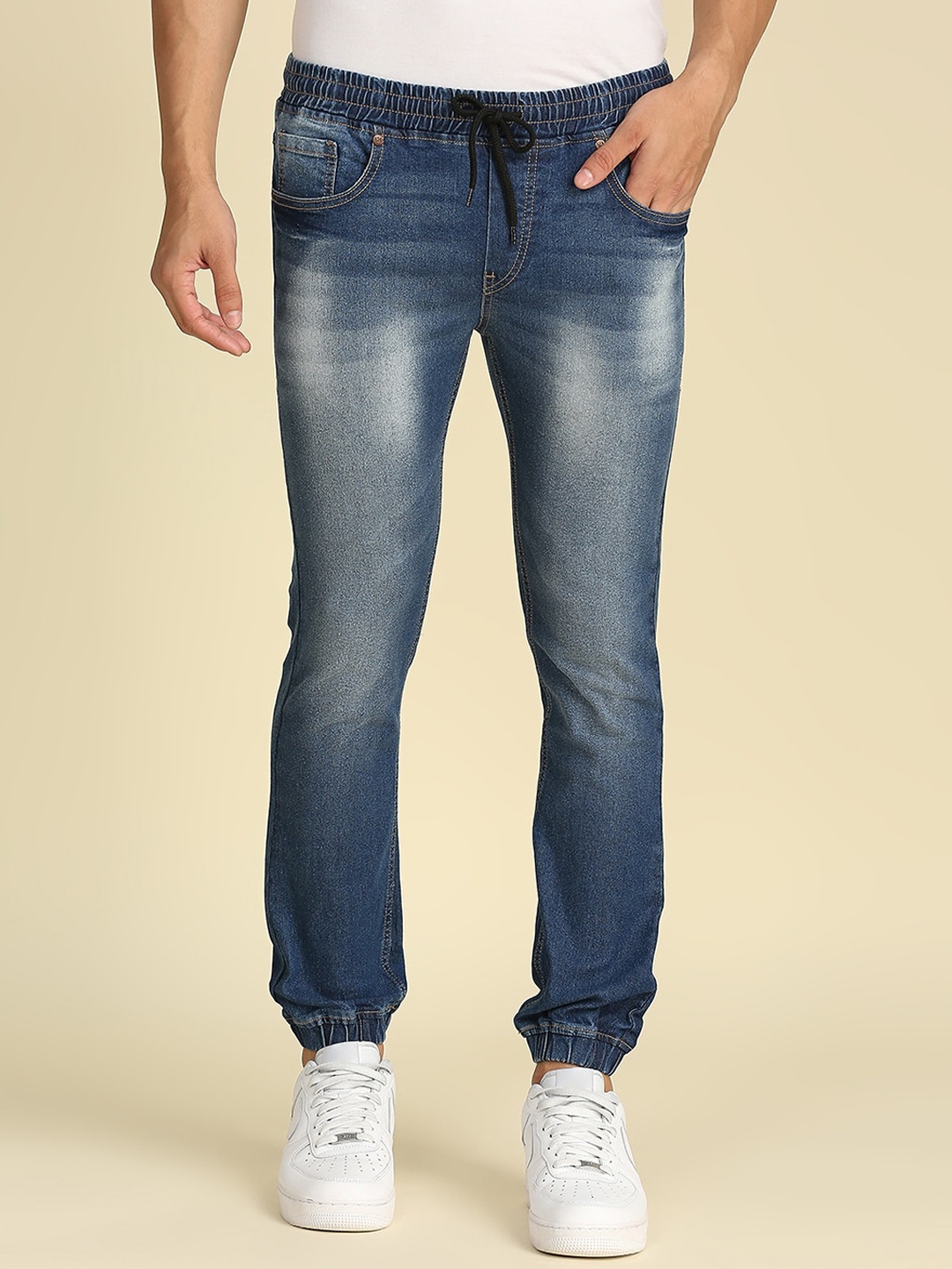 

High Star Men Jogger Low Distress Heavy Fade Stretchable Jeans, Blue