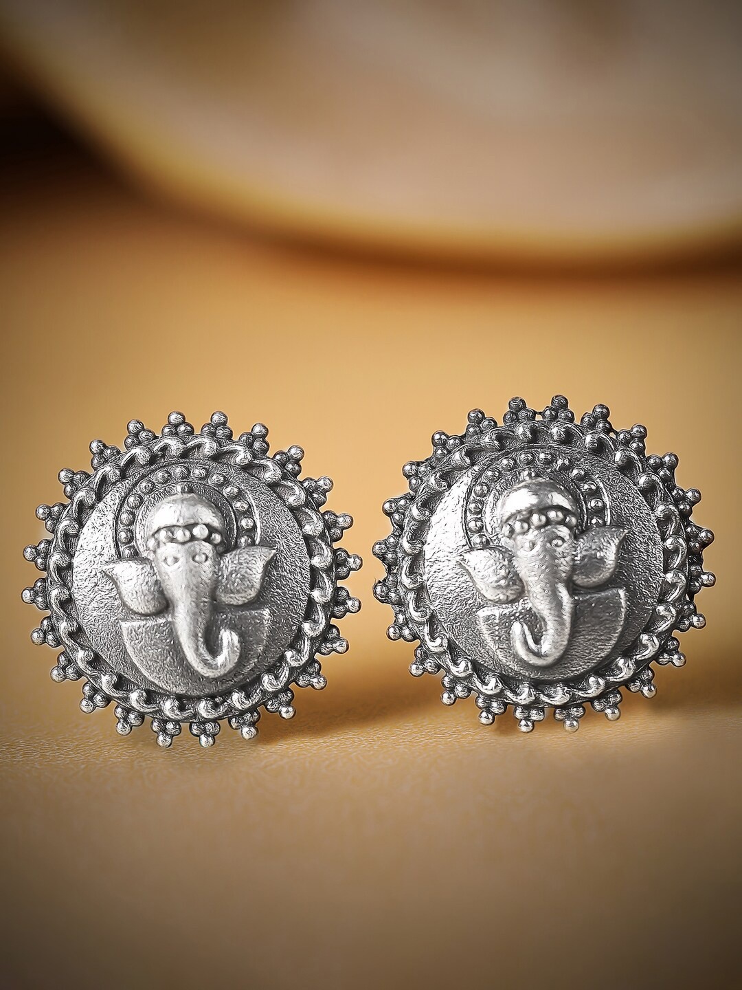 

Rubans Silver-Plated Circular Studs Earrings