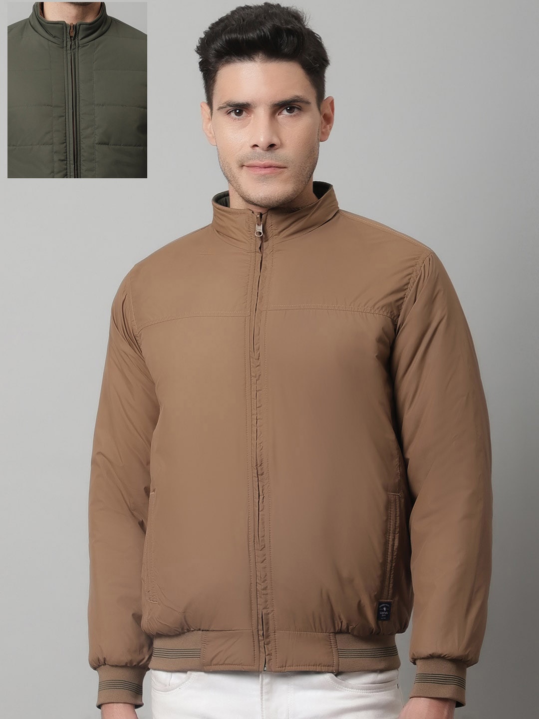 

Cantabil Men Reversible Puffer Jacket, Olive