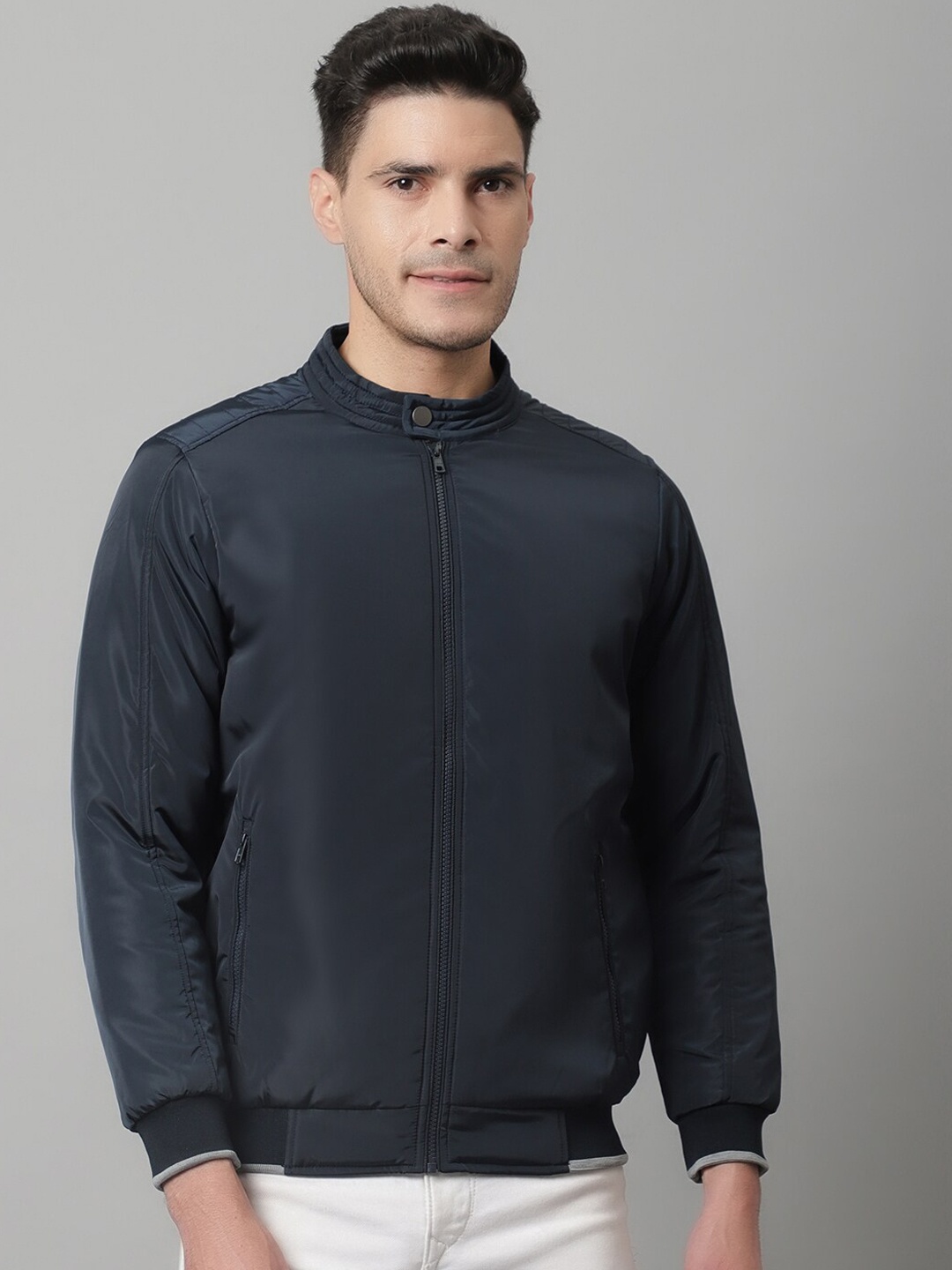 

Cantabil Men Lightweight Bomber Jacket, Navy blue