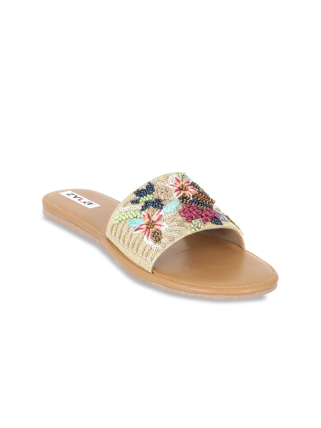 

Zyla Women Embellished Open Toe Flats, Beige