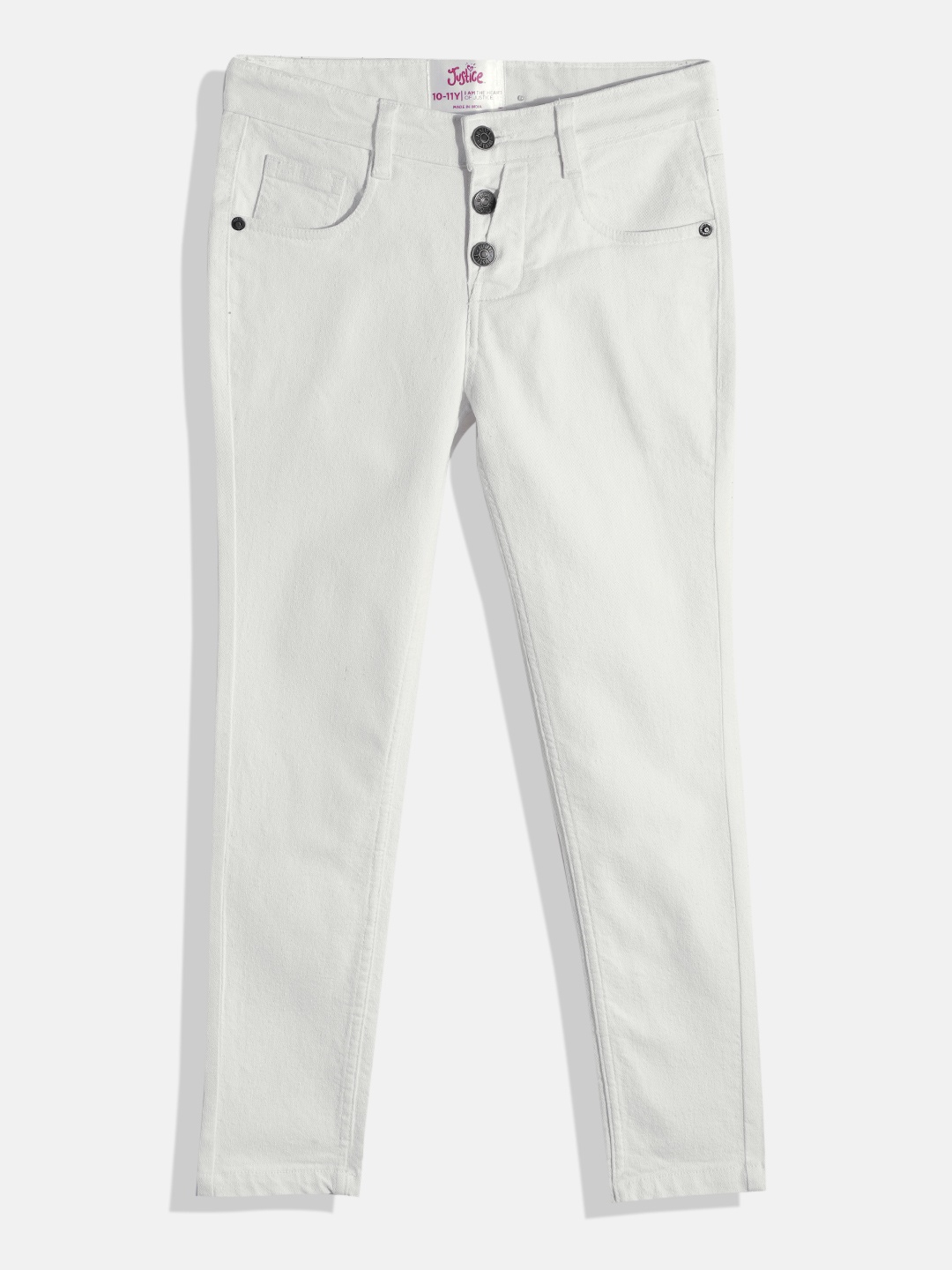 

JUSTICE Girls Slim Fit Stretchable Jeans, White