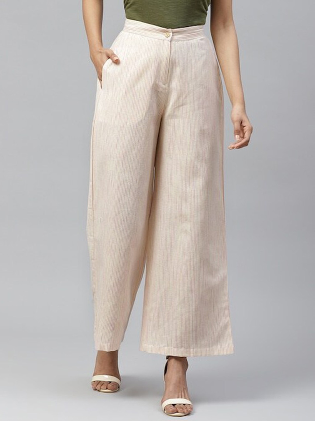 

Tulsattva Women Relaxed Flared Easy Wash Trouser, Pink