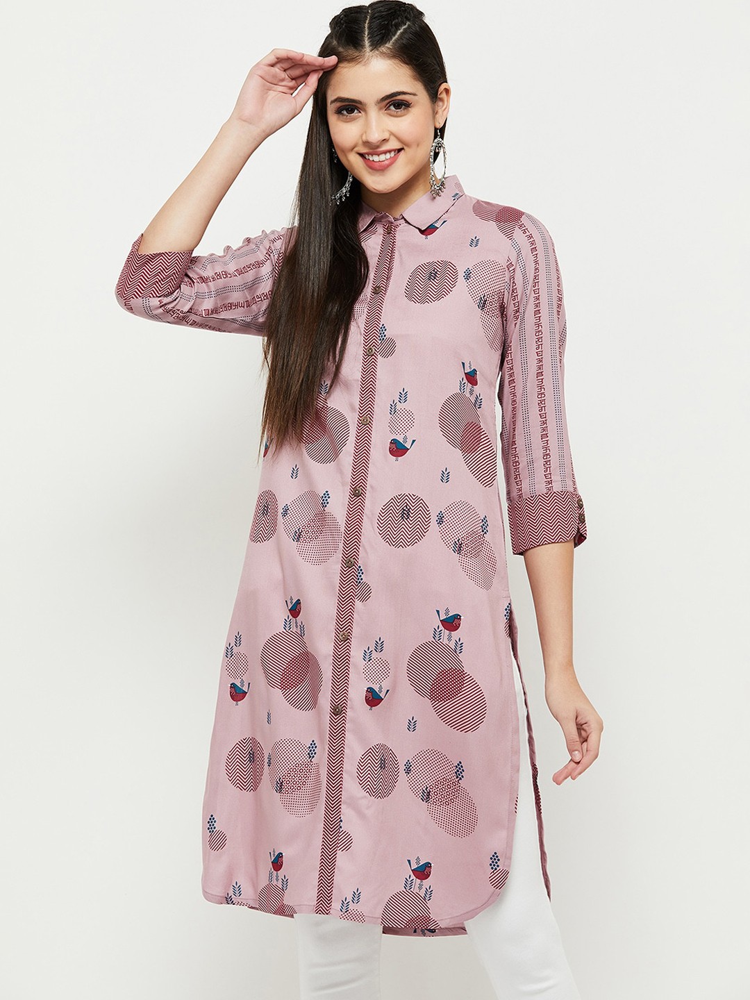 

max Quirky Printed Pathani Kurta, Purple