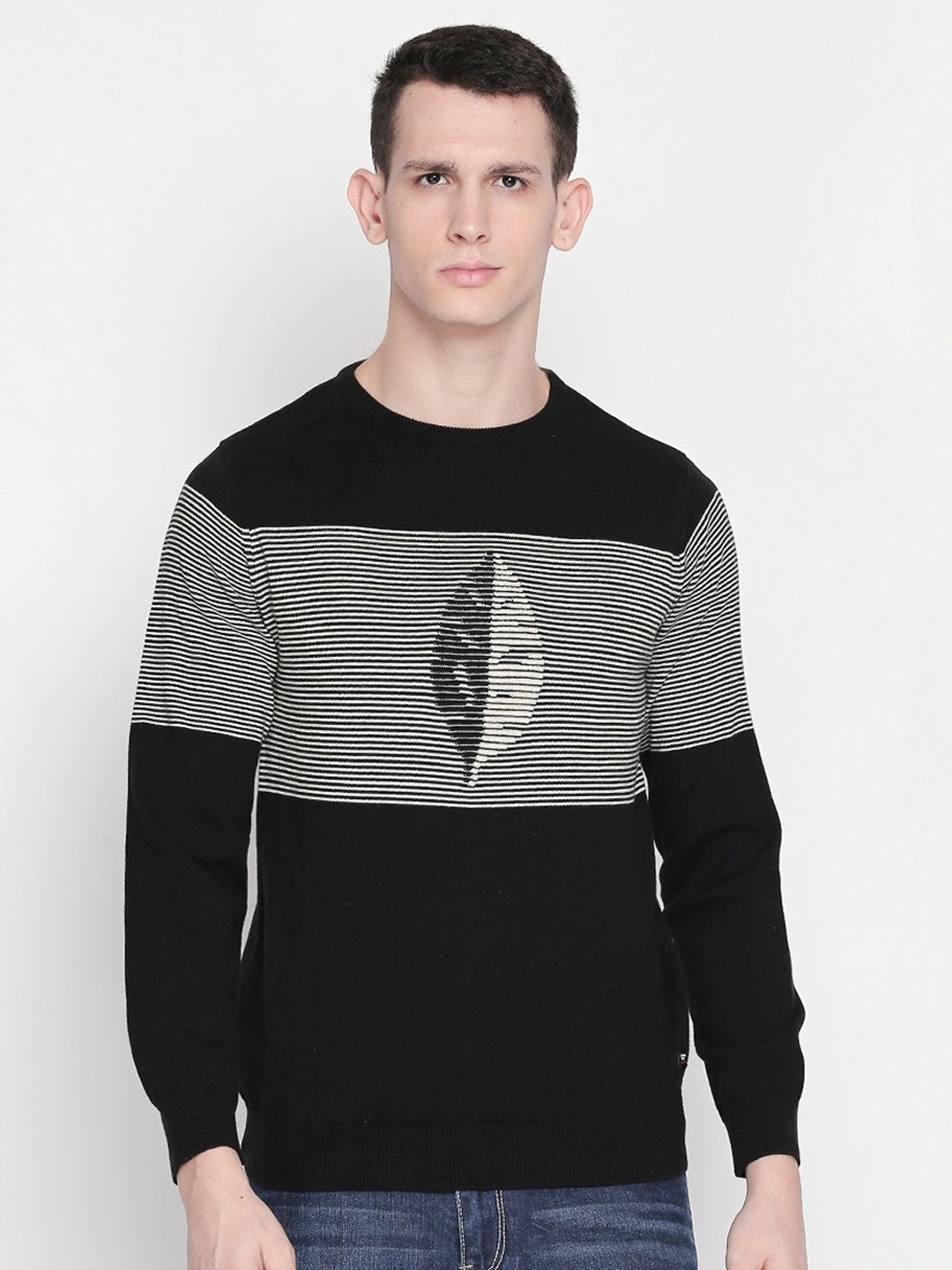 

Status Quo Men Colourblocked Cotton Sweatshirt, Black