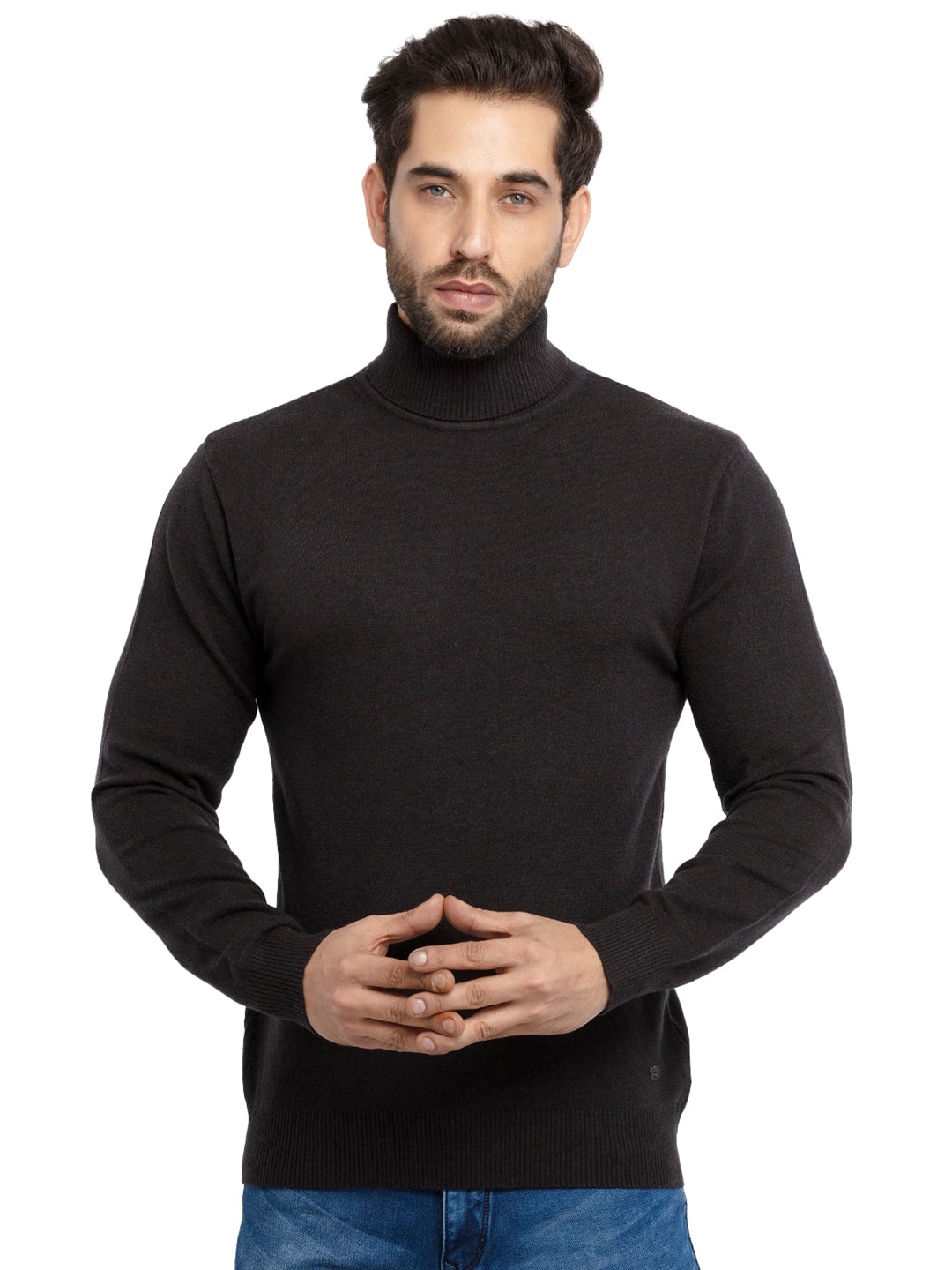 

Status Quo Turtle Neck Pullover Acrylic Sweatshirt, Black