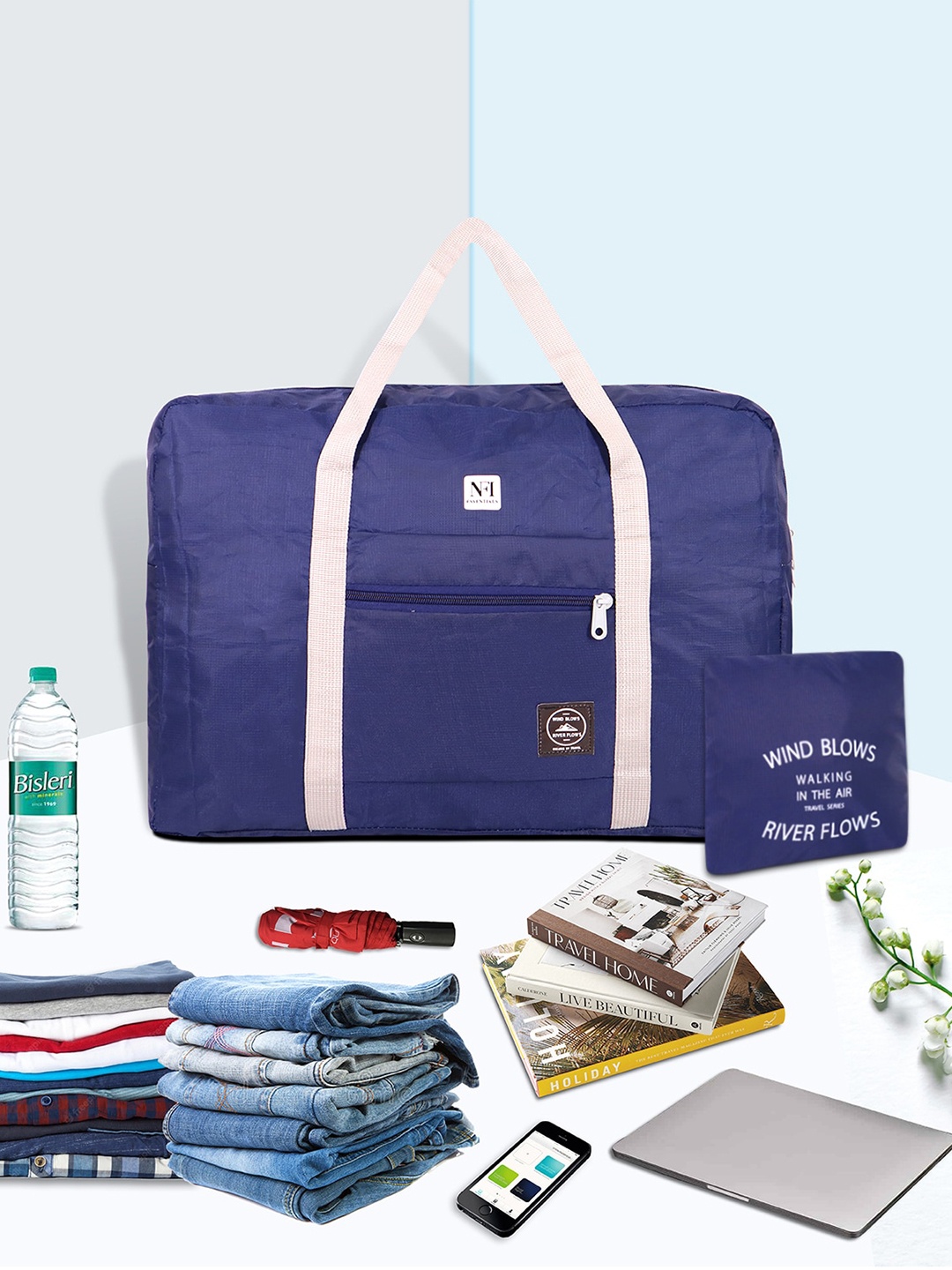 

NFI essentials Unisex Blue Travel Duffel Bag