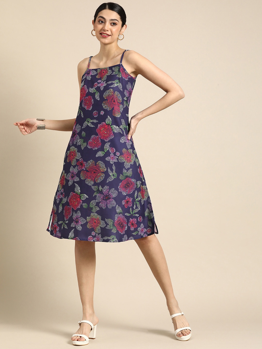 

Anouk Floral Ethnic A-Line Dress, Blue