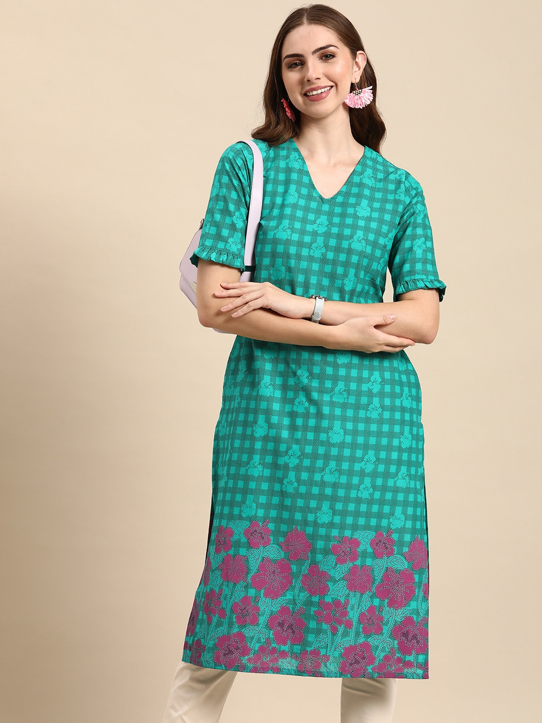 

Anouk Pure Cotton Floral Printed Kurta, Green