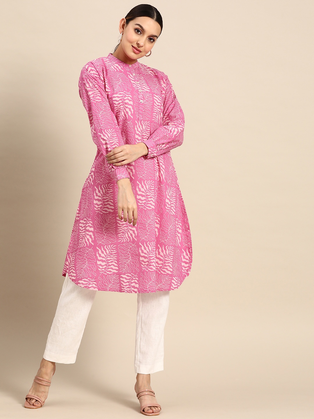 

Anouk Tropical Printed Pure Cotton Straight Kurta, Pink