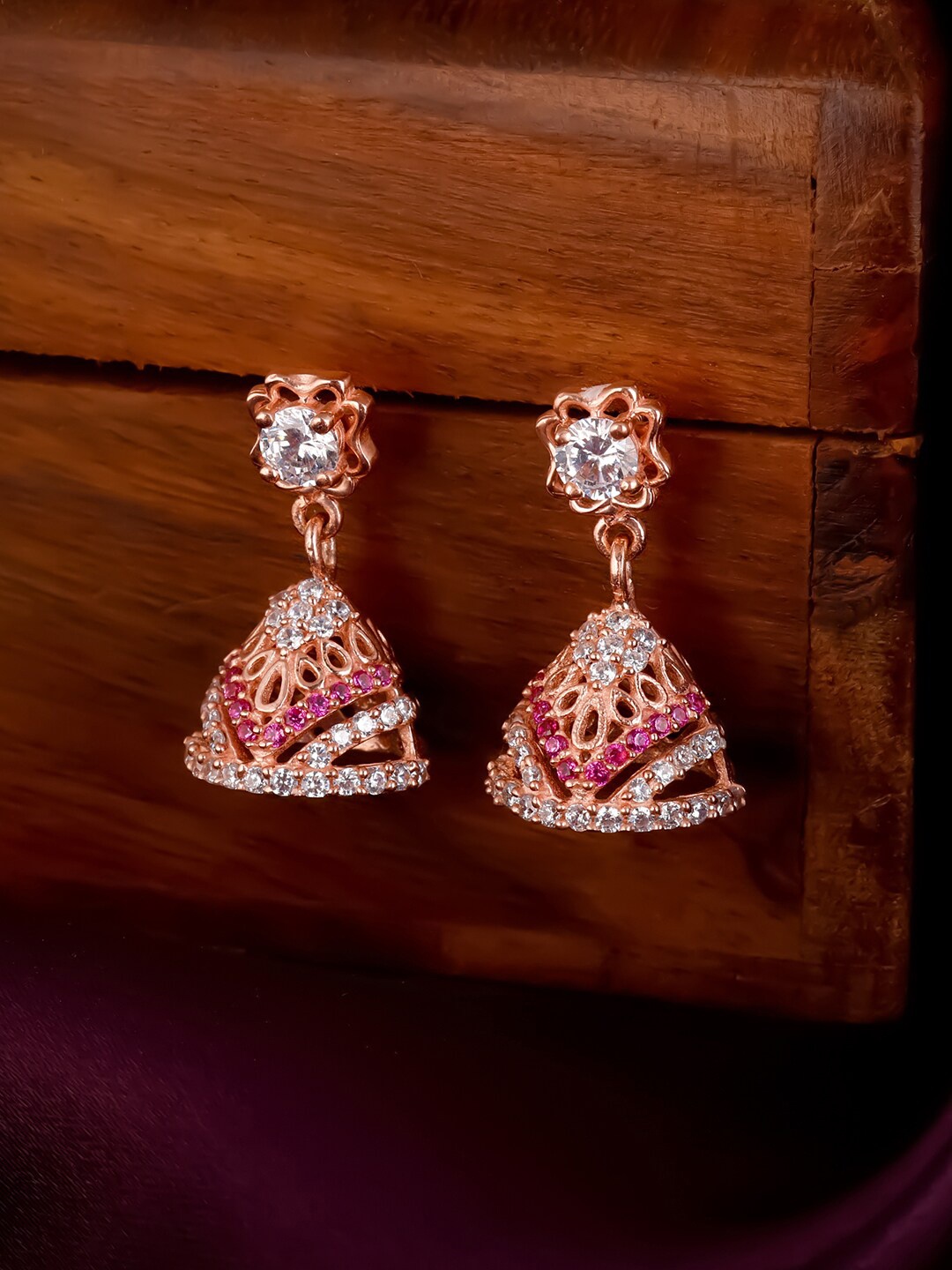 

GIVA Women Rose Plated Dome Shaped Jhumkas Earrings, Rose gold