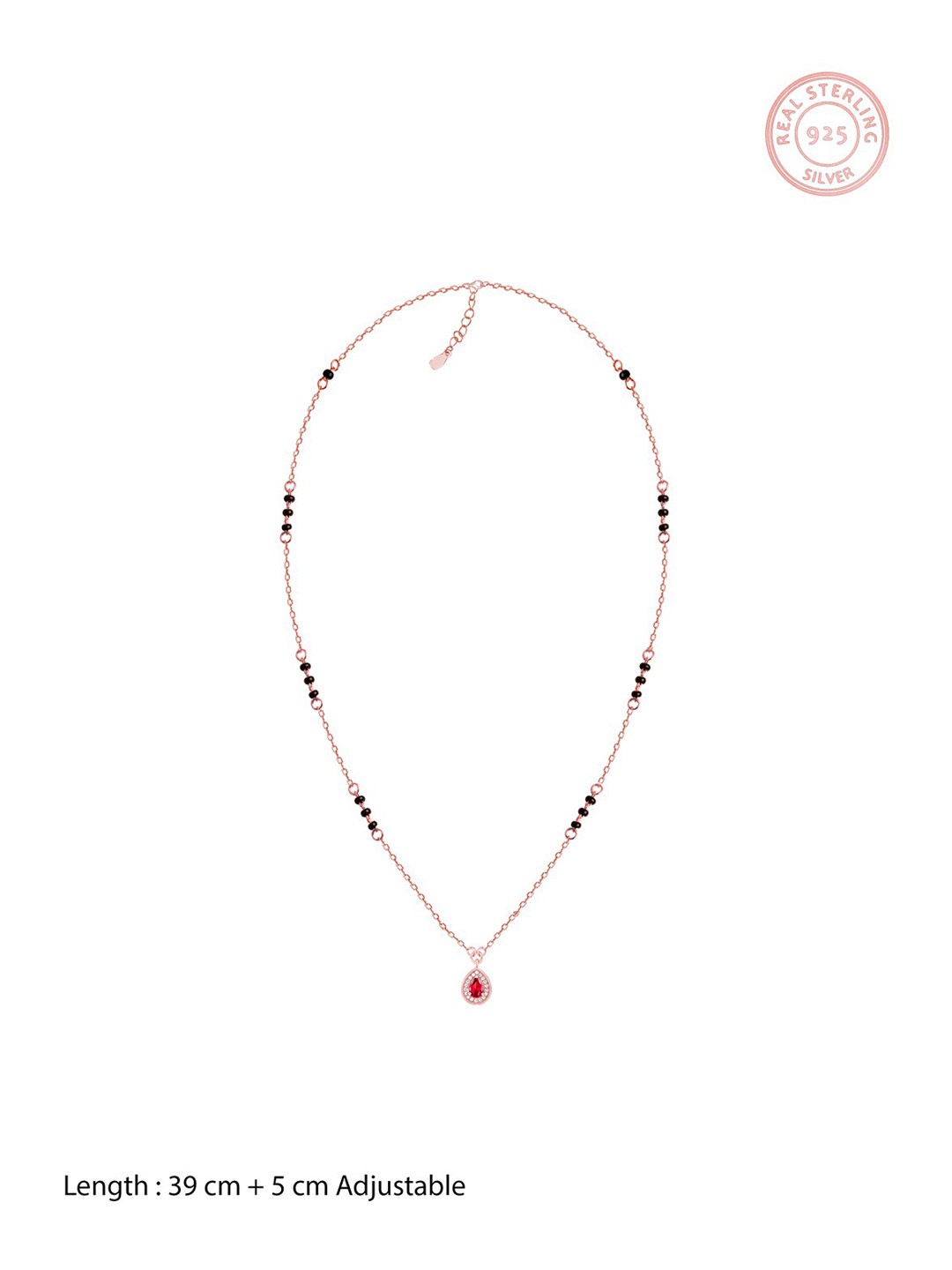 

GIVA 925 Sterling Rose Gold Plated Red & White CZ-Studded Vermilion Mangalsutra
