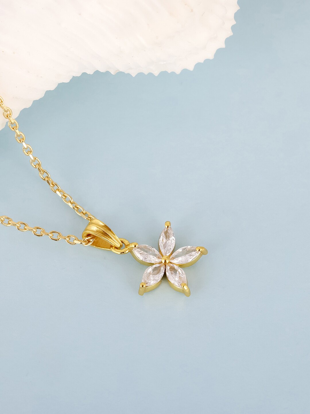 

GIVA 925 Sterling Gold-Plated Lily Pendant with Link Chain