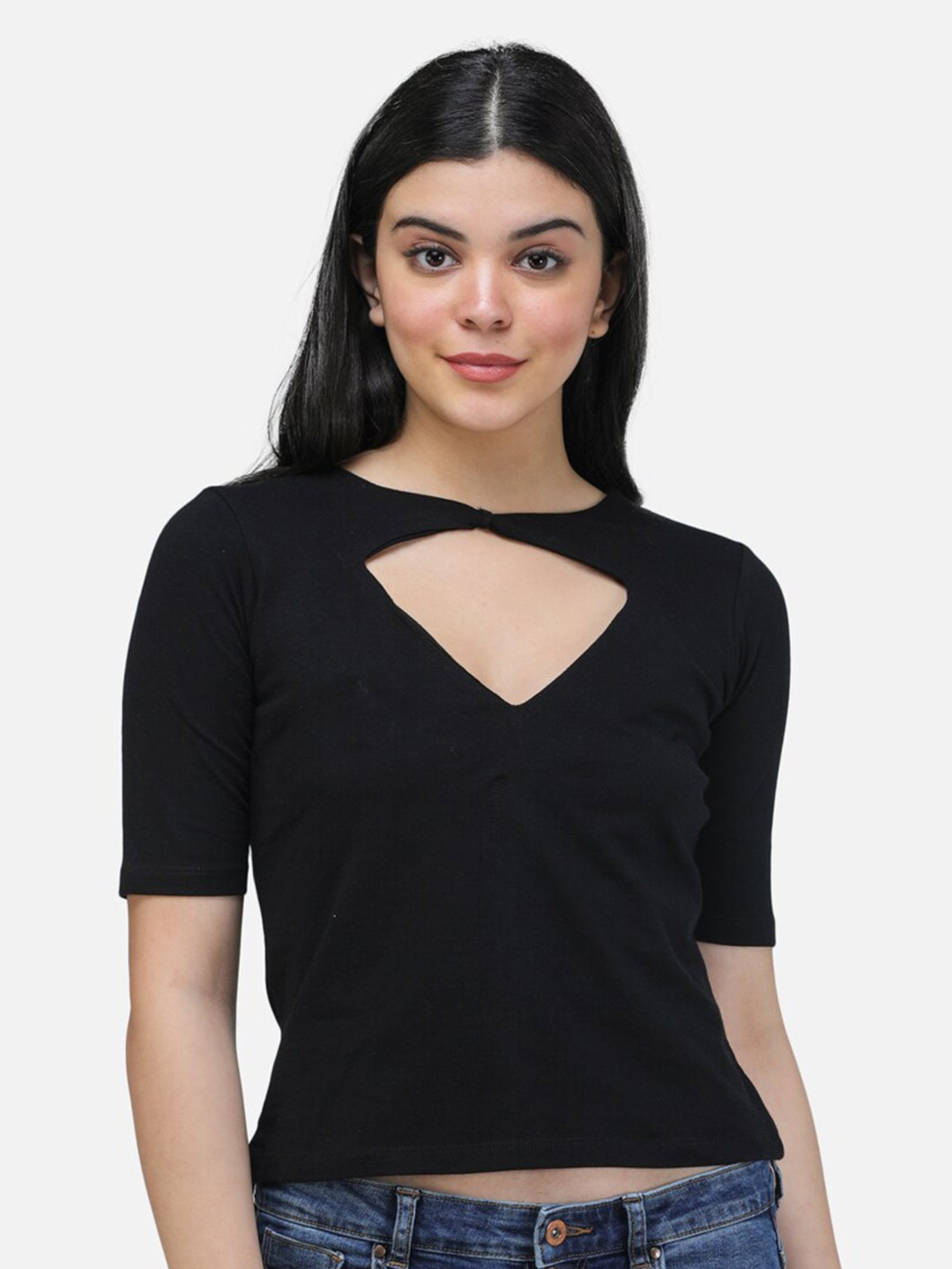 

Cation Cut out Neck Top, Black