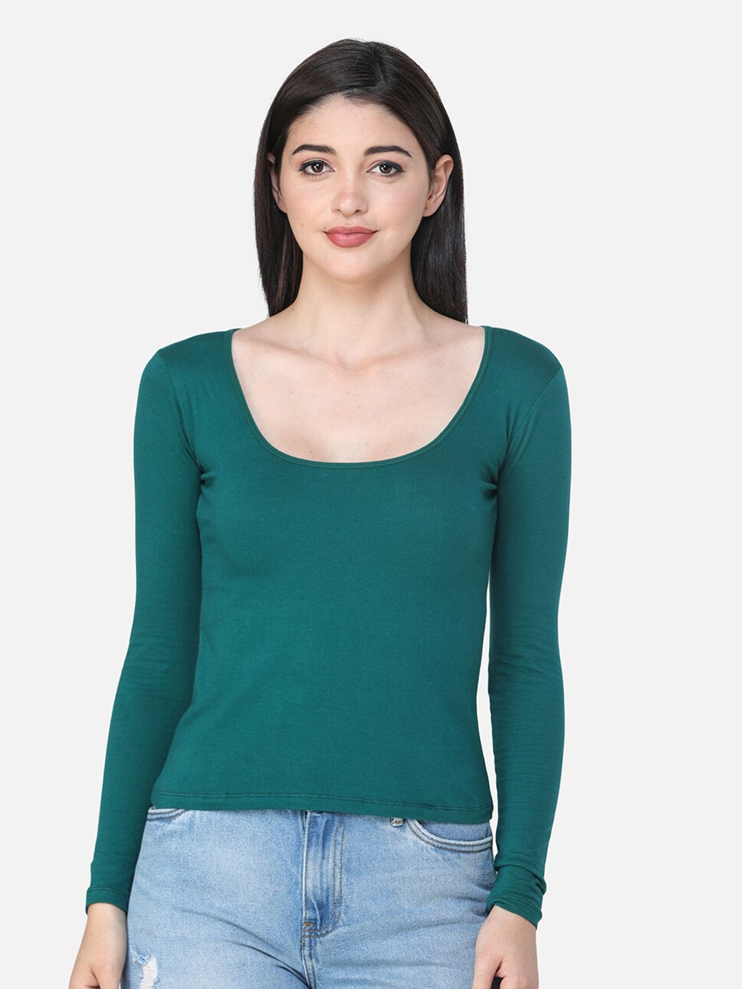 

Cation Scoop Neck Top, Teal