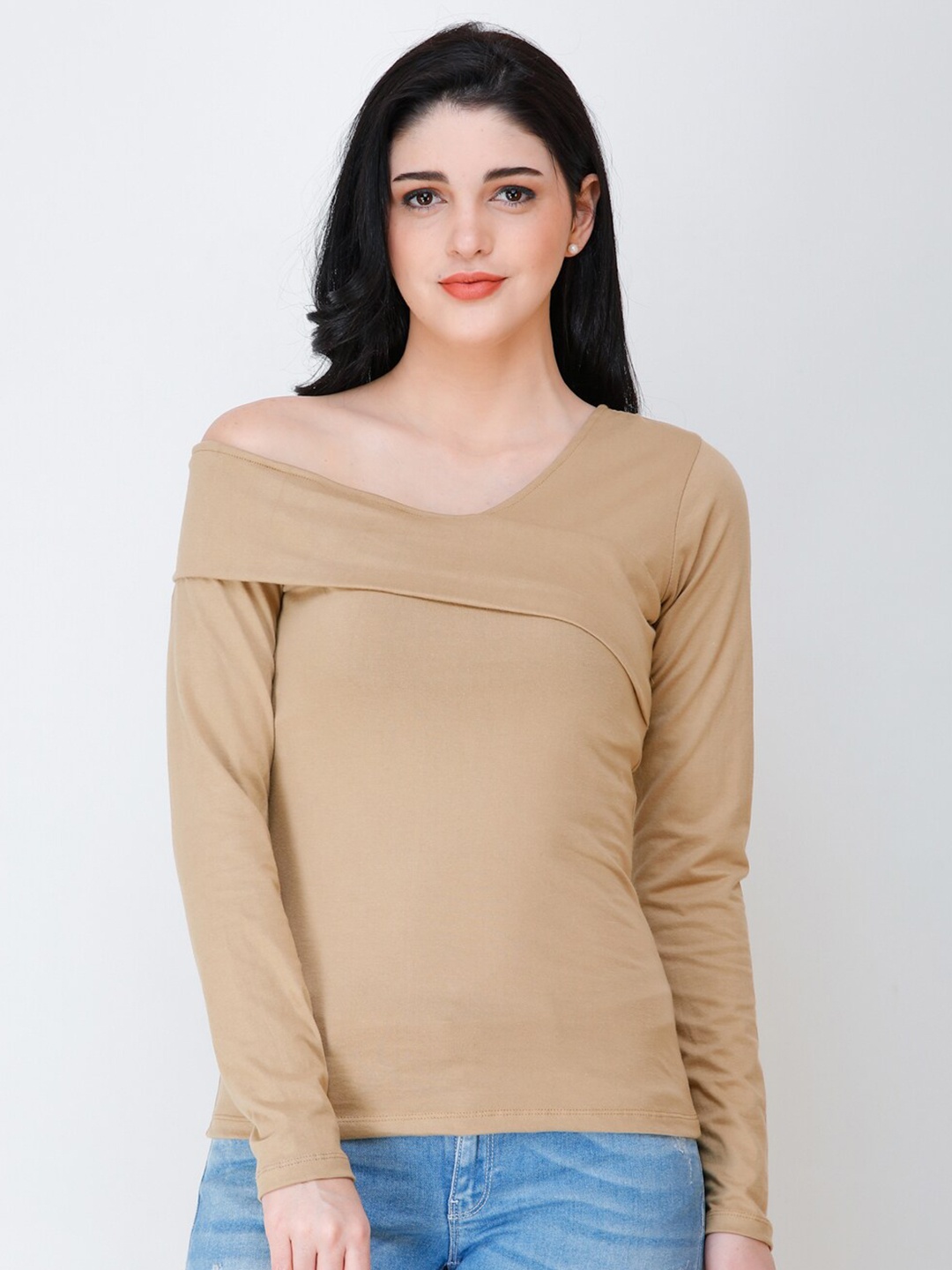 

Cation One Shoulder Top, Beige