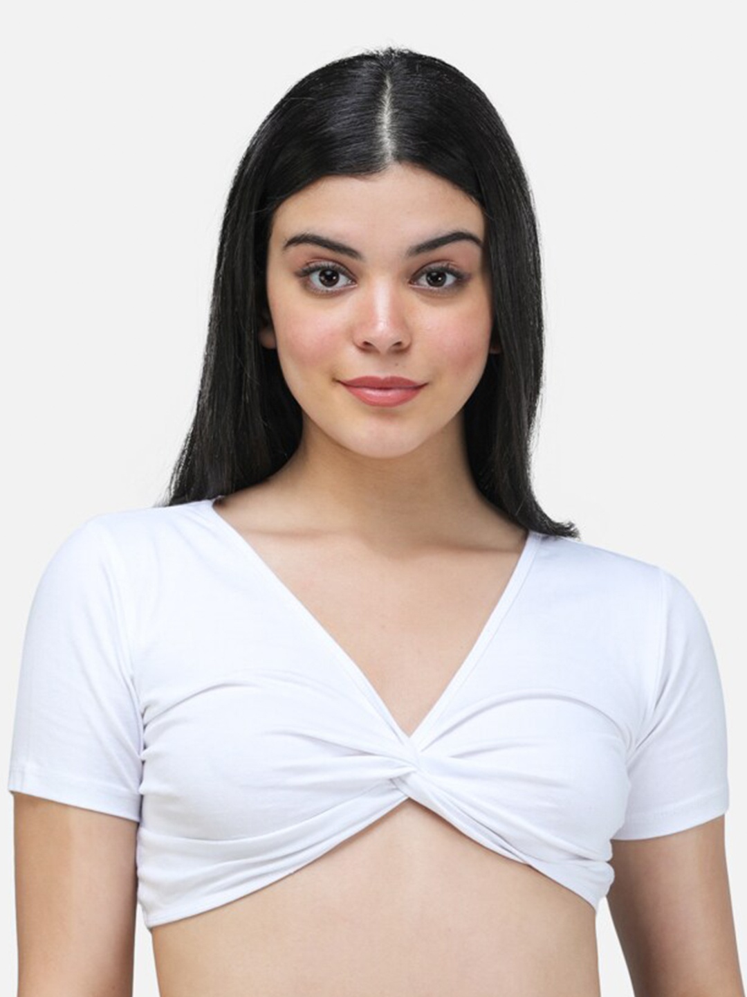 

Cation Blouson Crop Top, White