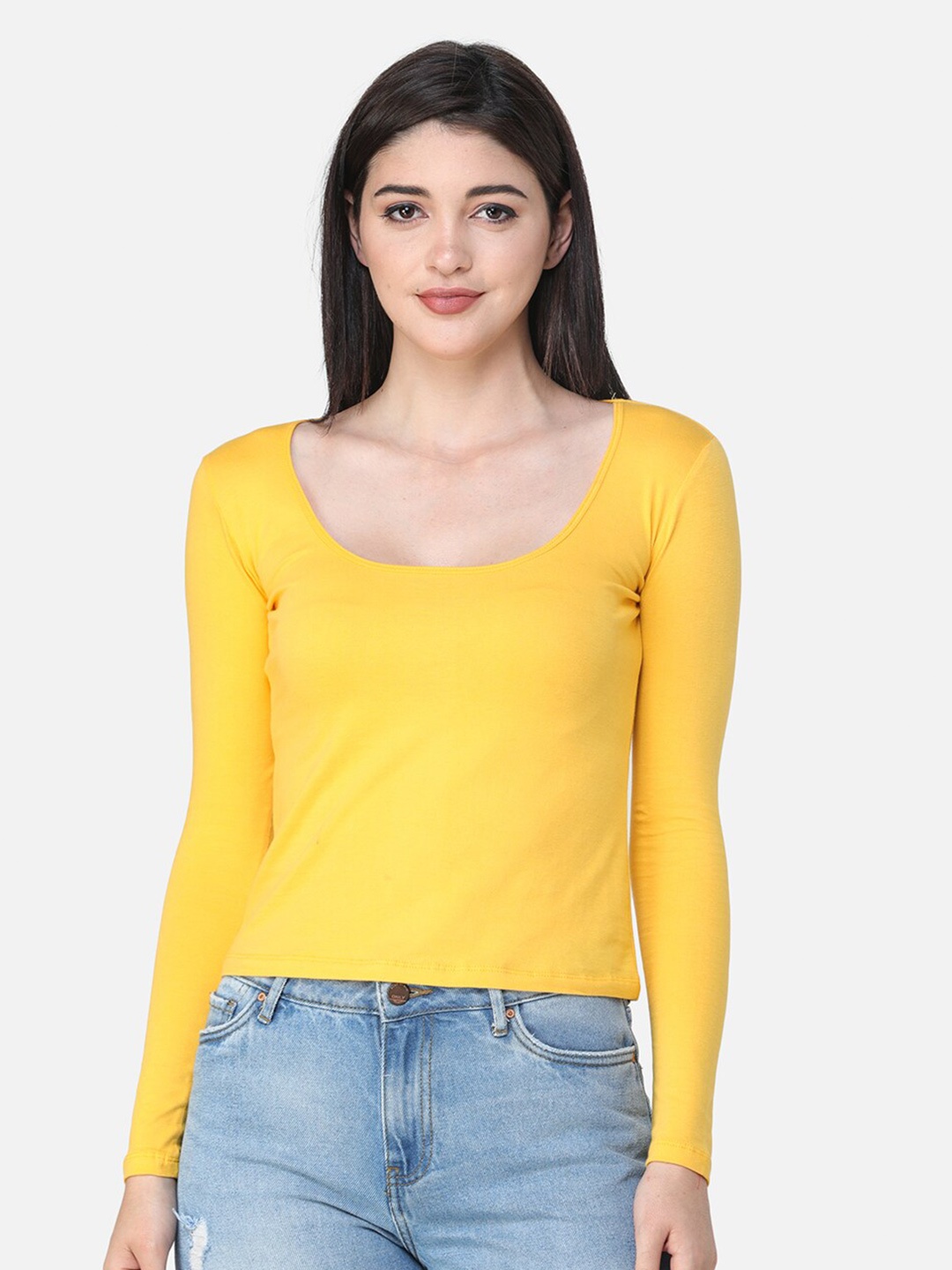 

Cation Scoop Neck Fitted Top, Yellow