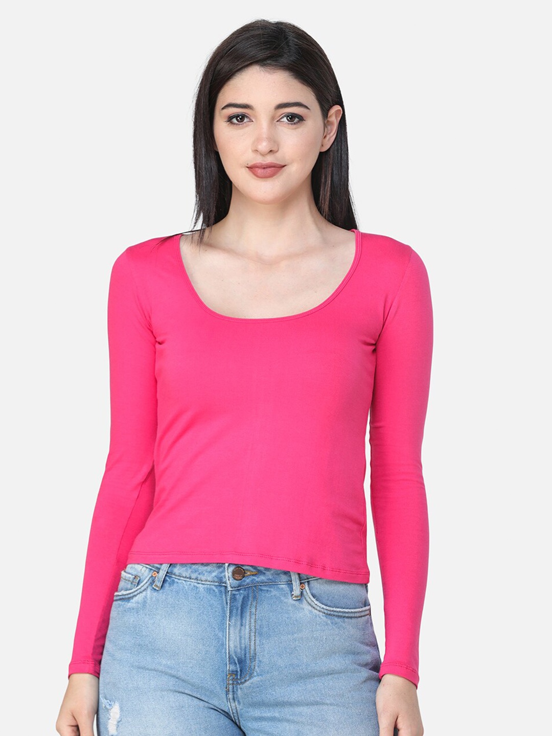 

Cation Scoop Neck Fitted Top, Pink